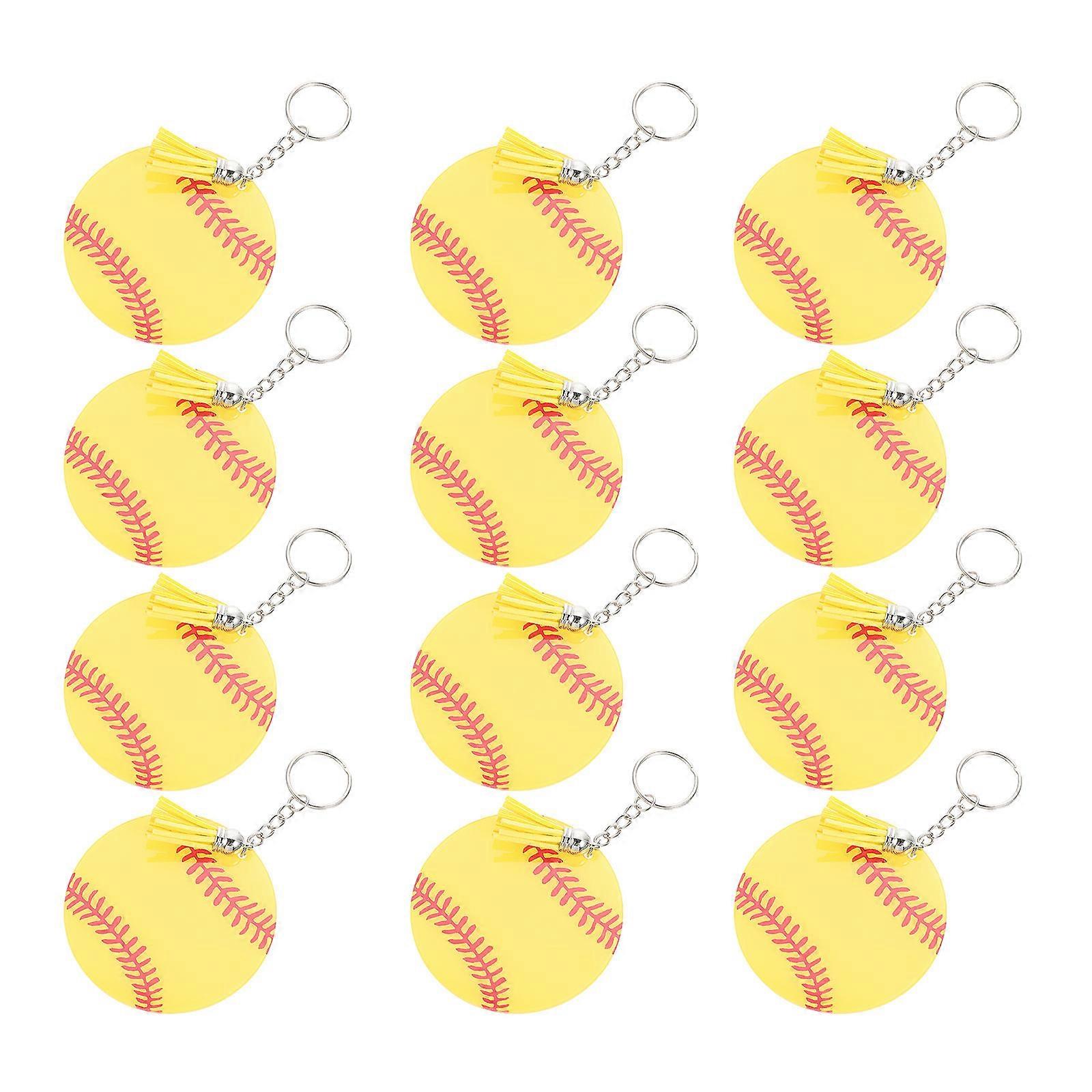 Creative Baseball Key Rings for Decoration Key Chains 36Sets Yellow
