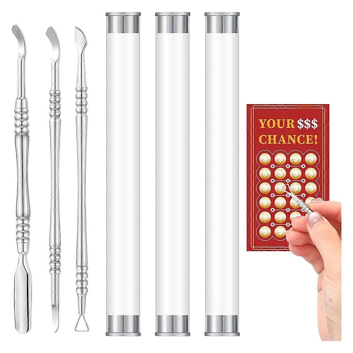 3 Pcs Lottery Ticket Scratcher with Storage Box Ticket Scratcher Tool