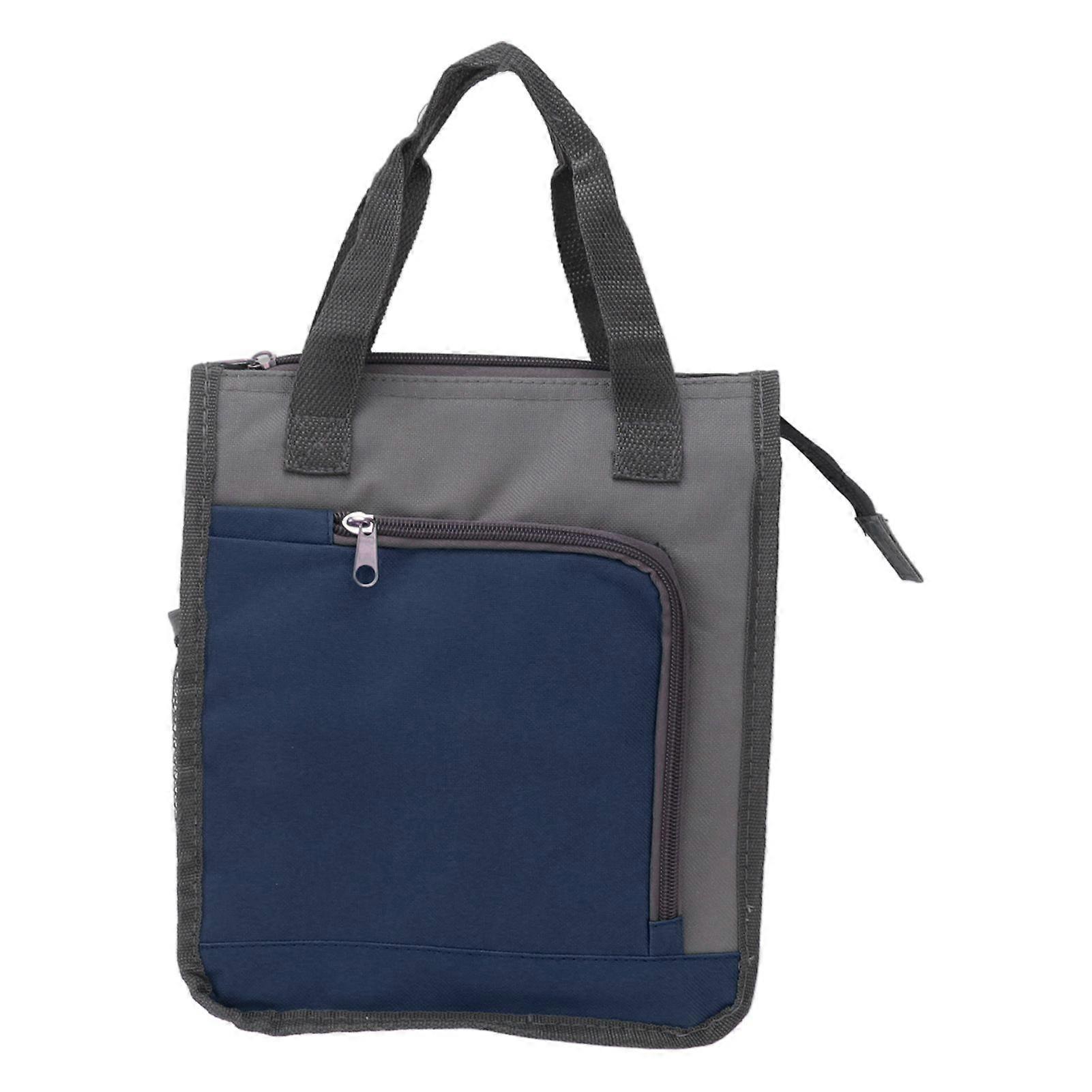 Insulated Refrigerated Bag Widened Handle Insulated Reusable Grocery Bag for Work Travel Hiking Food Delivery Dark Blue