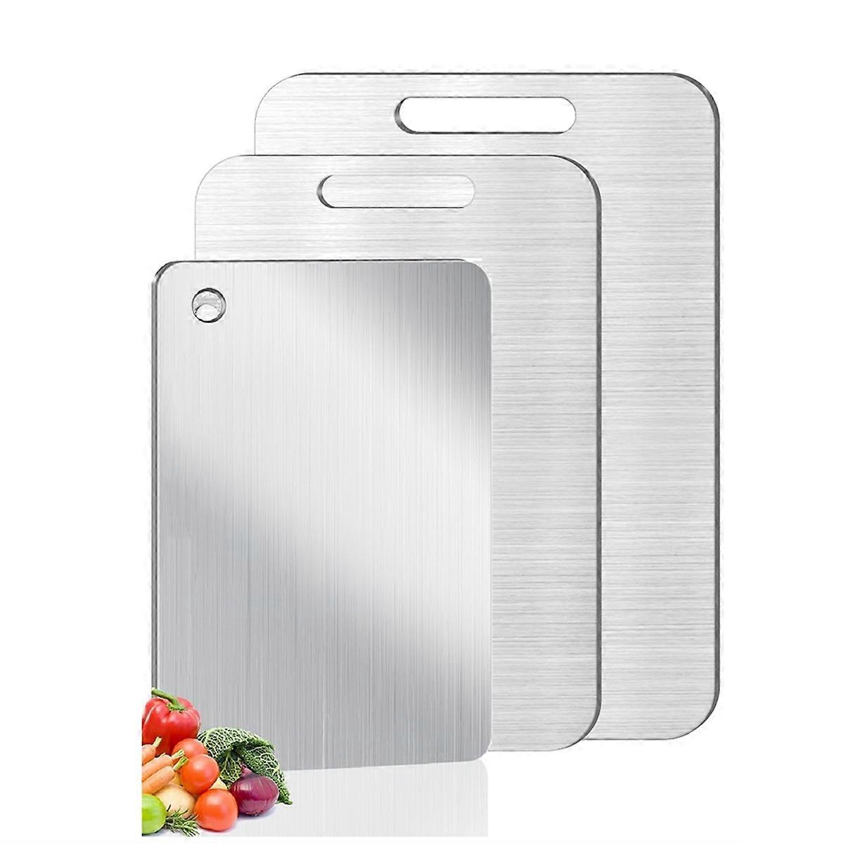 Planche à découper double face en acier inoxydable (3 tailles)