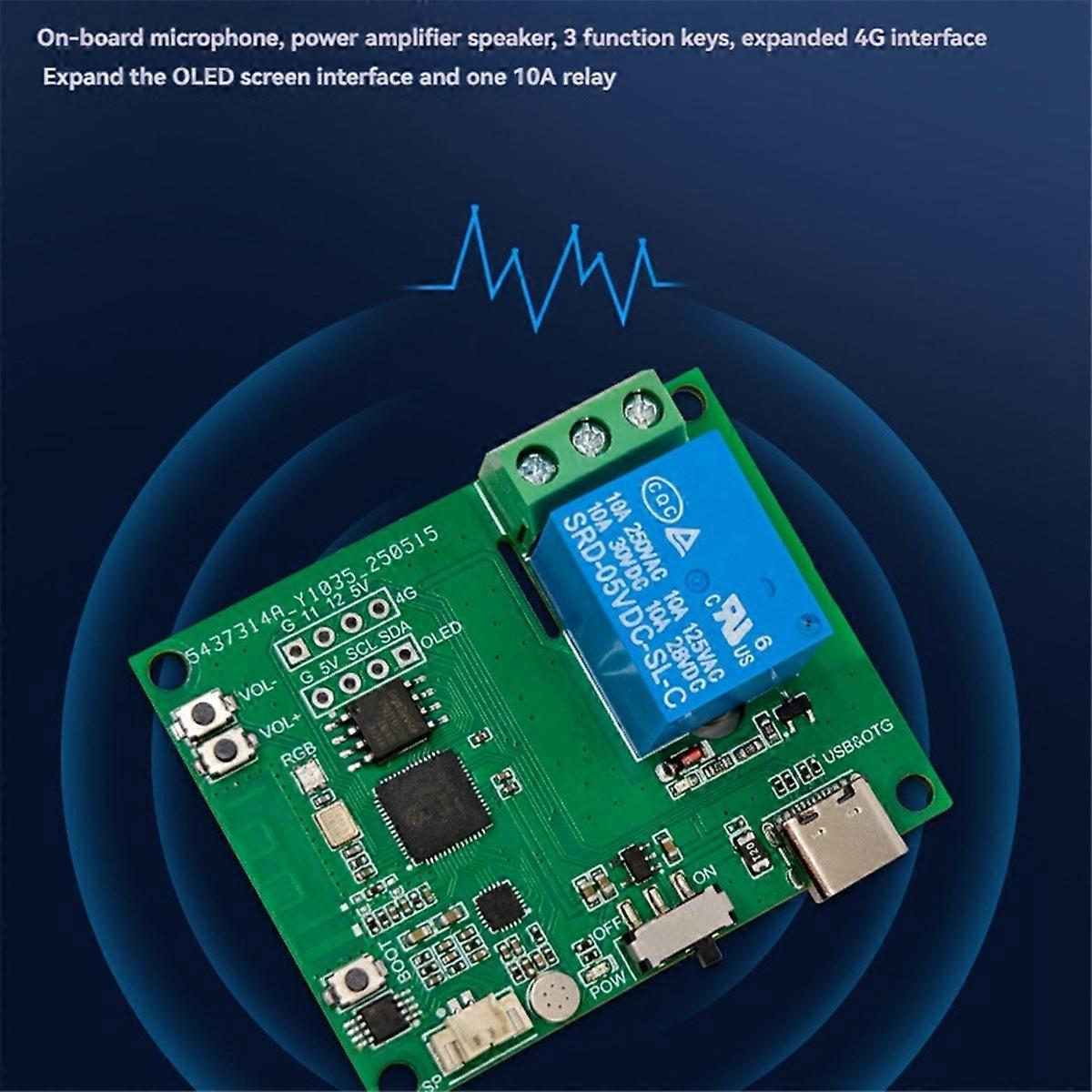 Module relais de commande vocale unidirectionnel ESP32-AI, relais de reconnaissance vocale, amplificateur de microphone intégré, prise de parole