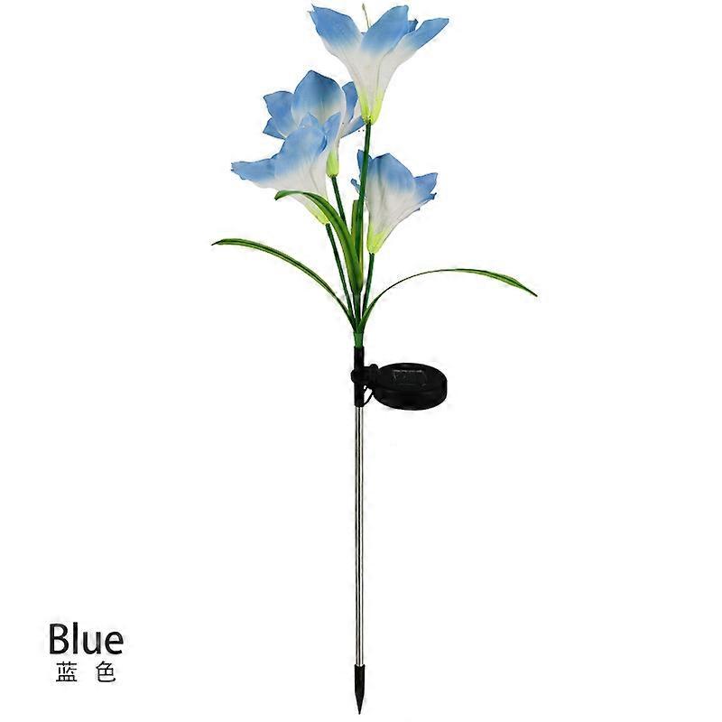 Solar Lily Lights 7-Colors Changing LED Garden Stakes Lawn Decor Auto Charging & Working 4 Head Lily Ground Plug-in Lights 1004