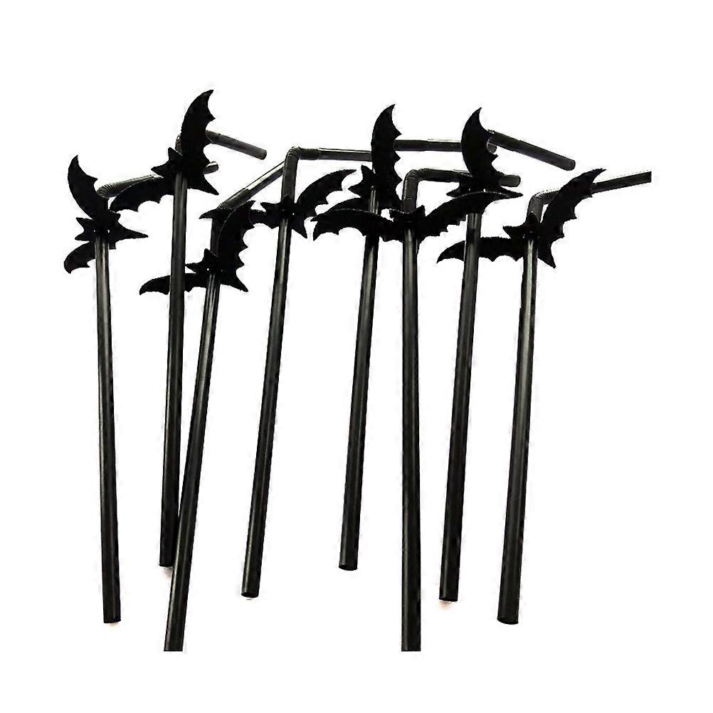 Black Bat Straws for Drinking 100Sets Party Decoration Supplies