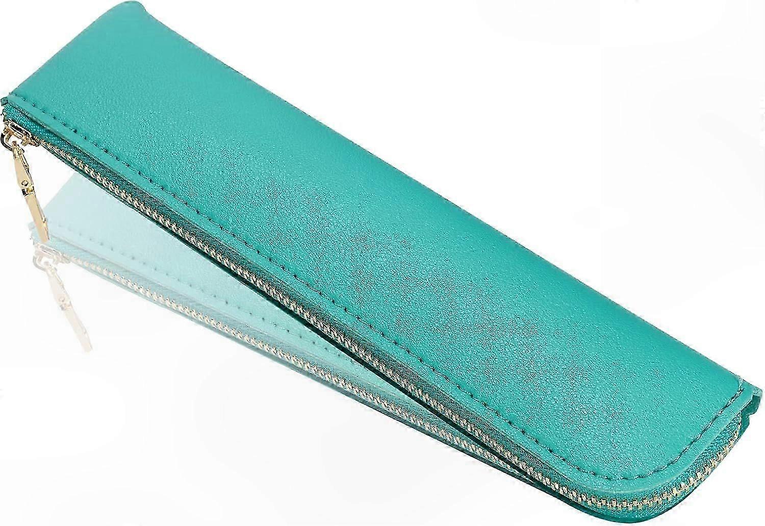 Zippered Minimal Pencil Pouch, Thin Soft Pen Bag, Small Leather Pencil Case for Adults, Senior Writing Tool Organizer