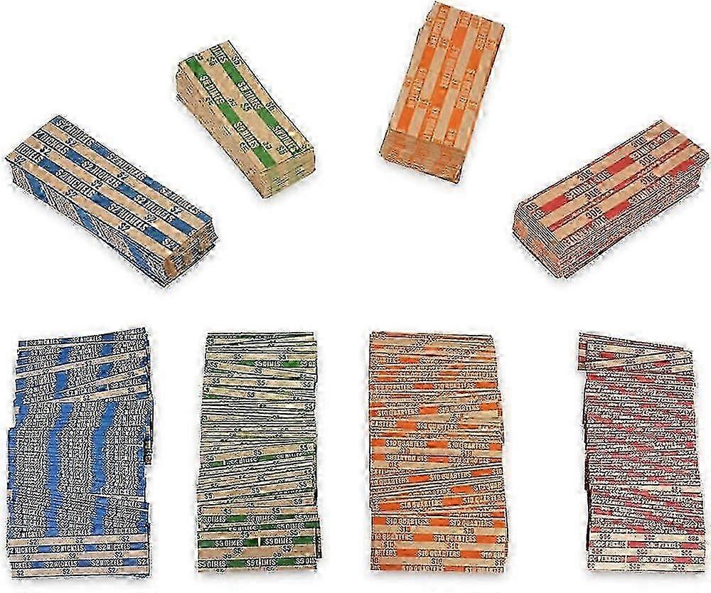 2025 200 pcs Assorted Coin Wrappers - Coin Rolls Wrapper for Quarters, Dimes, Nickels, Pennies