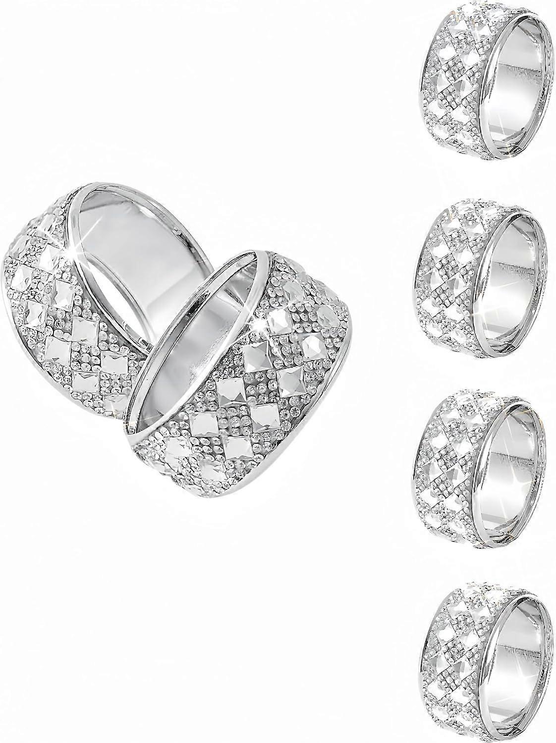 6Pcs Rhinestone Napkin Ring Silver ,Silver Diamond Gold  for Dinner, Wedding,
