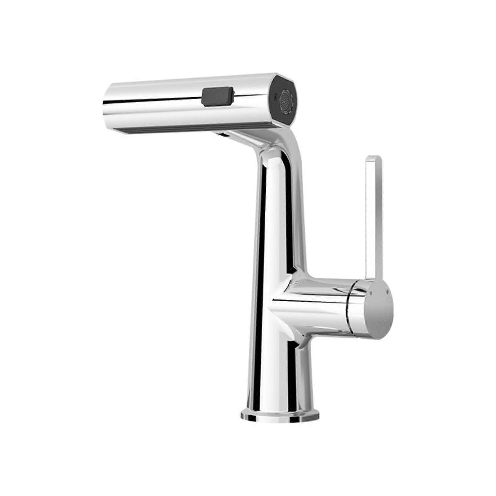 Pull Out Basin Tap Bathroom Basin Taps Mixer Tap With Waterfall Single Lever 2 Mode Chrome