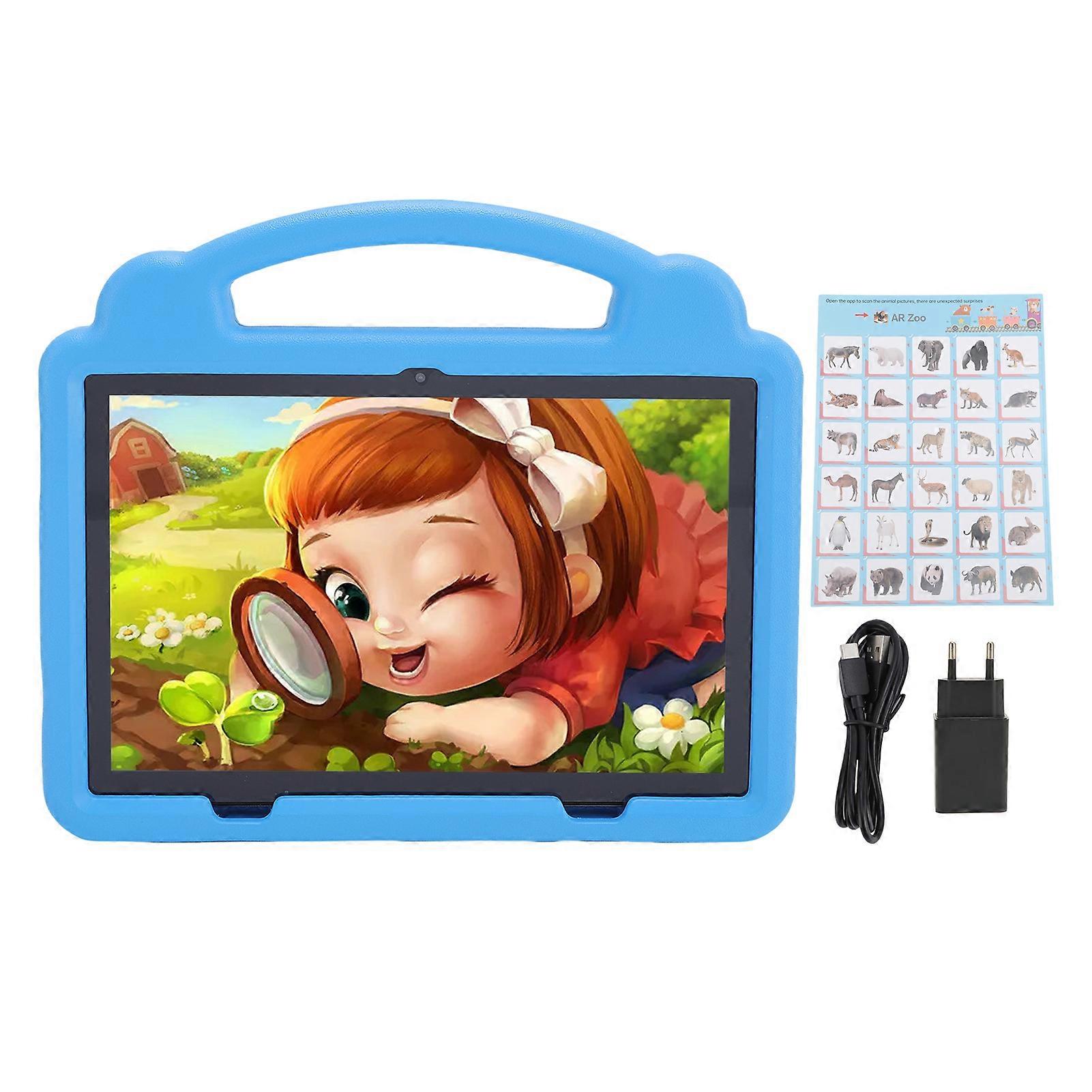 Kids Tablet 10.1 Inch 5G WiFi6 64GB Double Camera Android 14 Learning Tablet Sky Blue