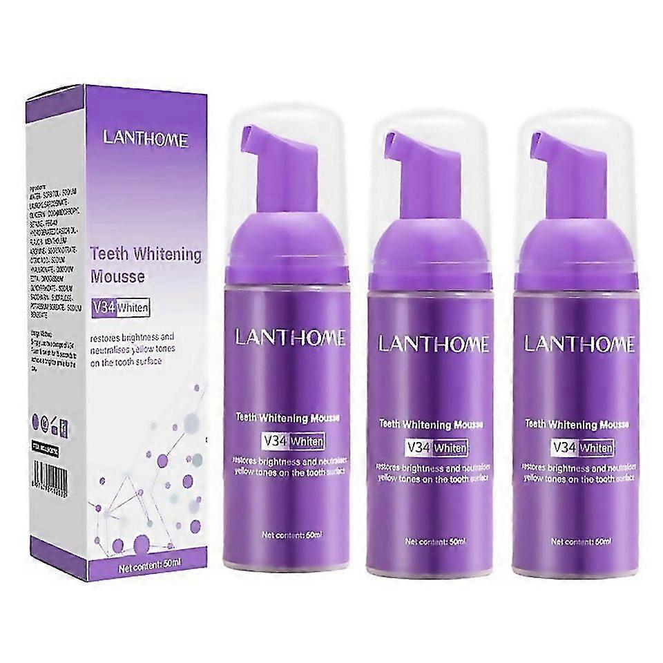 For 3pcs 50ml Toothpaste Mousse V34 Teeth Cleaning Effective Whitening Toothpaste Teeth Removing Too