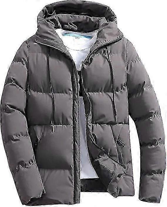 Men Winter Solid Zipper Hooded Loose Coat Jacket Down Coat