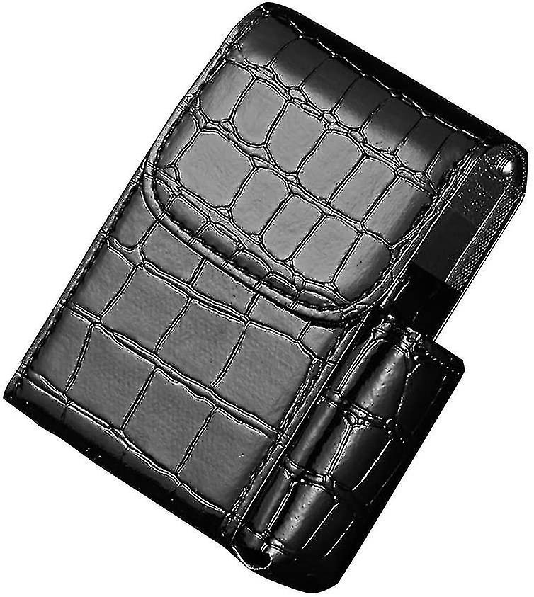 Pu Leather Cigarette Box With Lighter Holder Pouch (black)