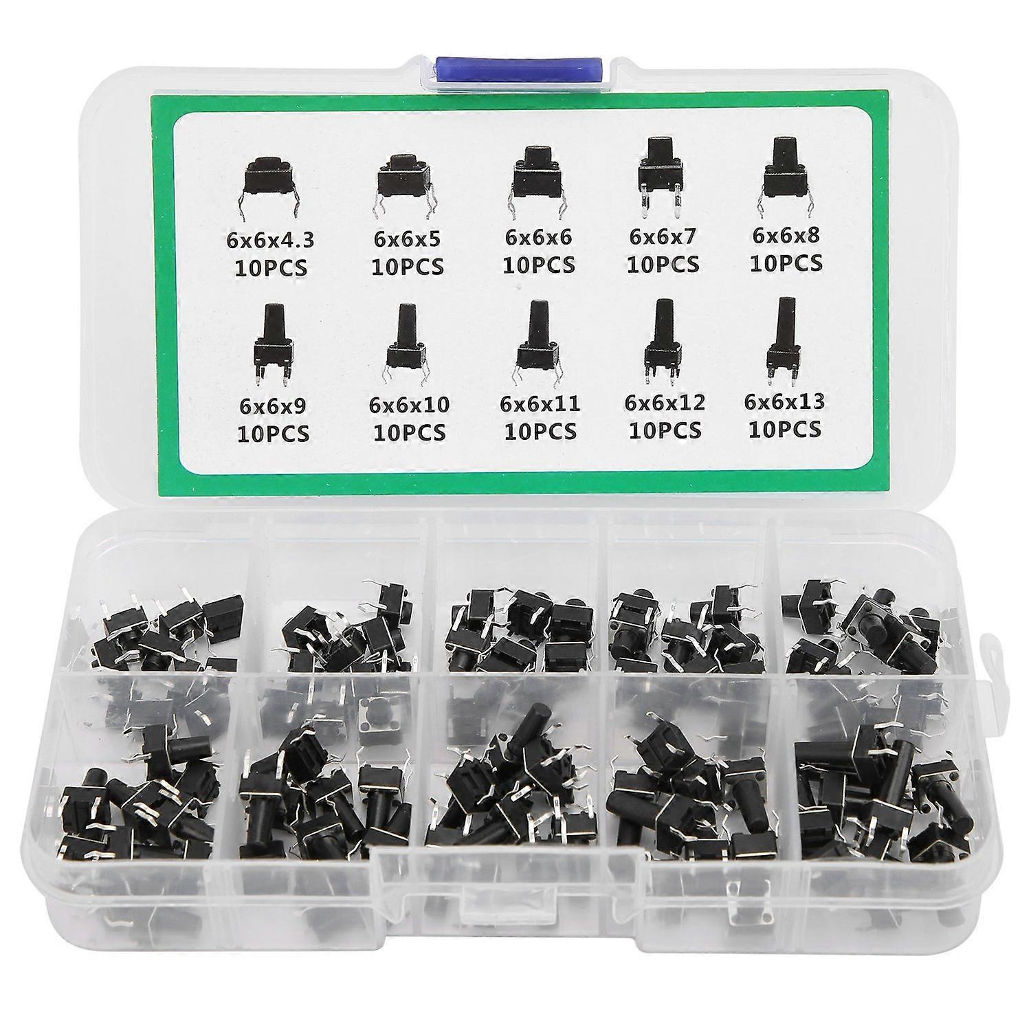100Pcs Tactile Push Button Switch for TV Audio Computer Electronic Product Control