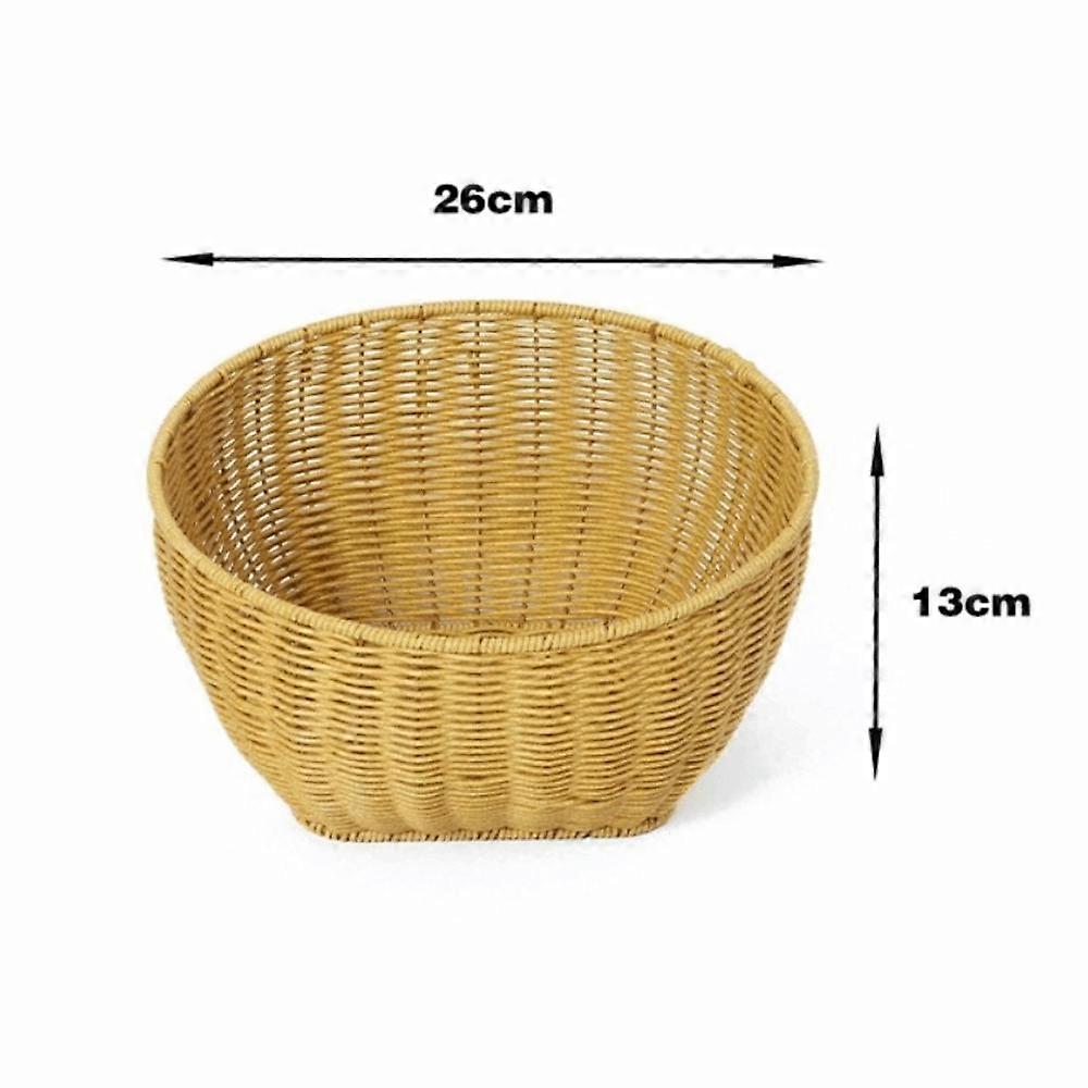 PP Woven Storage Basket Woven Texture Wicker Basket New Bread Tray  Rustic Decor