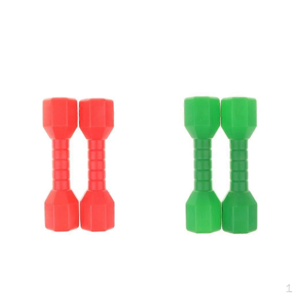 2 Pairs Plastic Lightweight Dumbbell Outdoor Exercise Red/Green