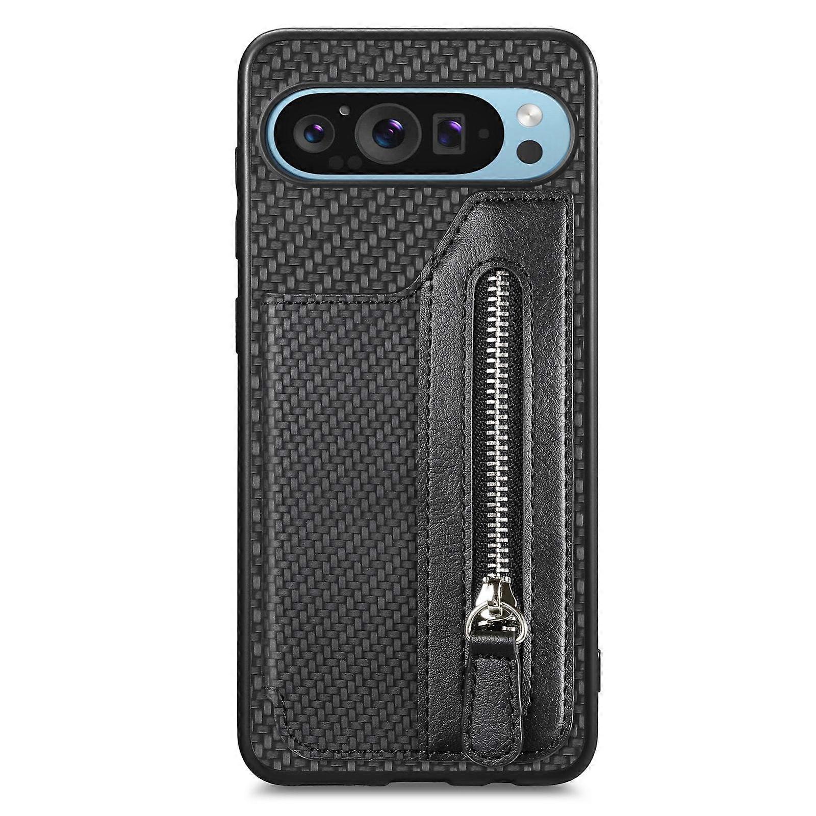 Fibre de carbone horizontal à fermeture éclair à fermeture éclair étui de téléphone