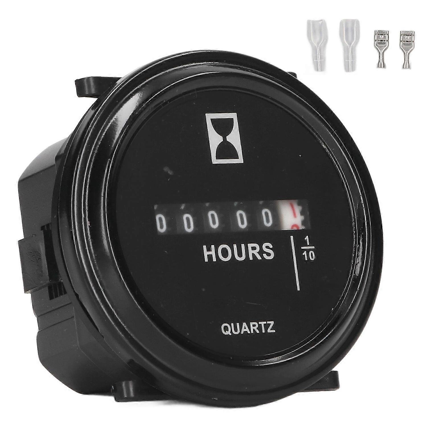 Hour Meter 99999.9 Hours AC DC Universal Hourmeter Fully Sealed Round Quartz Mechanical Hour Gauge 6