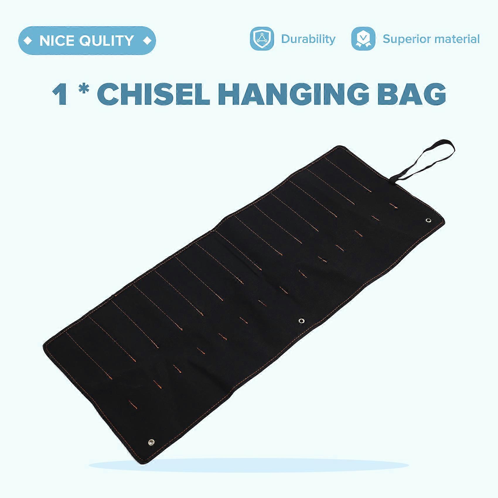 Chisel hanging bag Canvas Pocket Tool Roll Holder Wrench Pouch 15 Pockets for Knife Hammers Gouges Carpenter