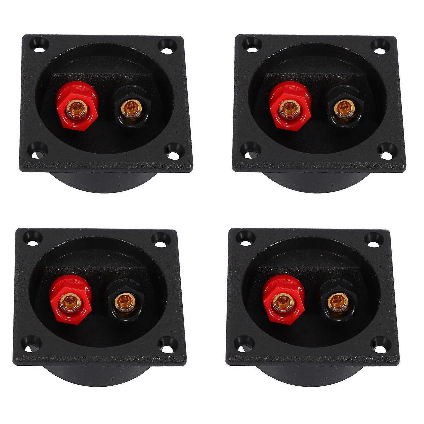 4X Square Board Binding Post Speaker Box Terminal Cup Wire Cable Box Connector