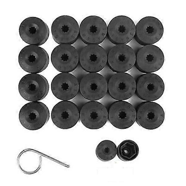 20 pcs wheel nut screw caps with removal tool black