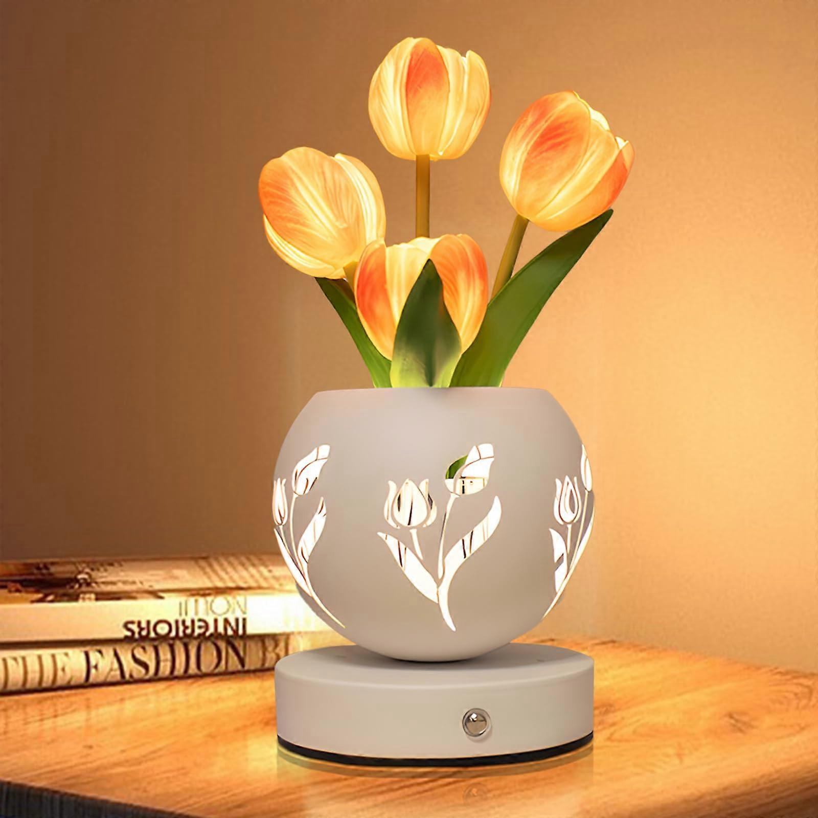 Tulip Table Lamp Rechargeable Cordless Touch Dimmable LED Night Light for Bedroom and Décor