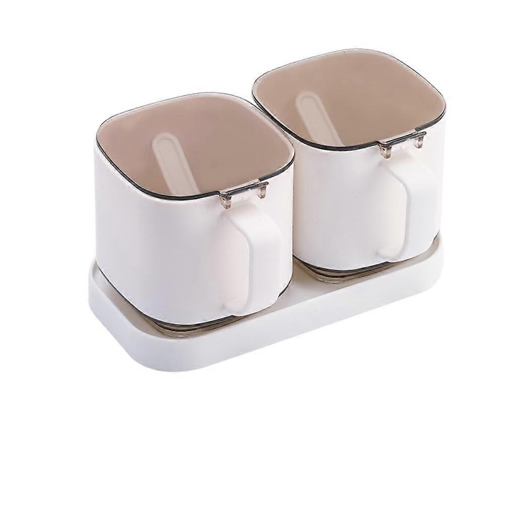 Spice Storage Container Set with Transparent Lid Viewing, NonSlip Base, 2 Pieces White Kitchen