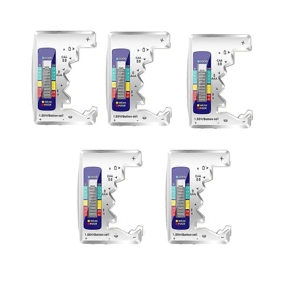 5Pcs Digital Battery Tester LCD Display AA/AAA/9V/1.5V Button Cell Battery Capacity Check Capacitance Diagnostic Tool,B