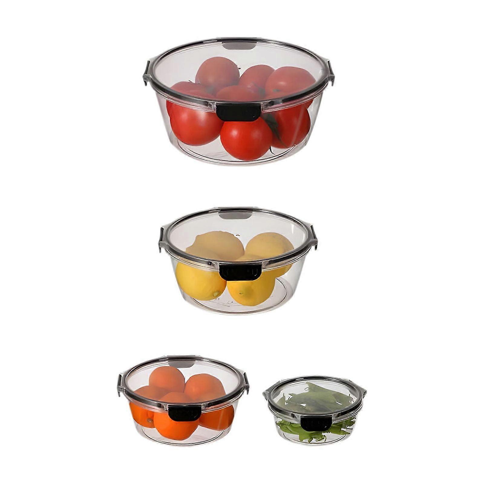 Yonrjhukm PET Fresh Keeping Box Sealed Storage Container Circular Refrigerator Storage Box Storage Set Portable