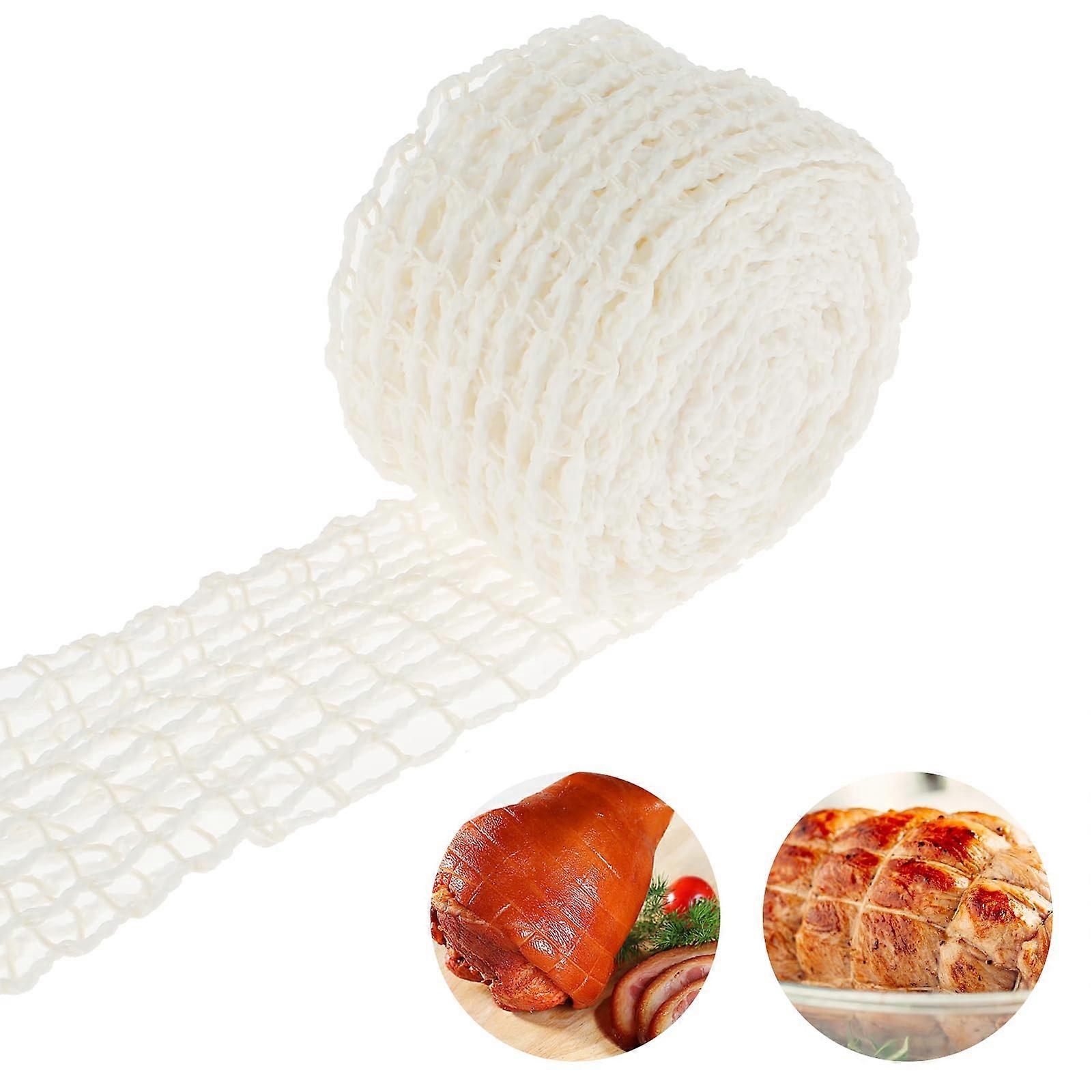 Meat Netting Roll and Butcher Twine Net, 10m Elastic Food Grade Ham Netting Mesh for Smoking and Roasting