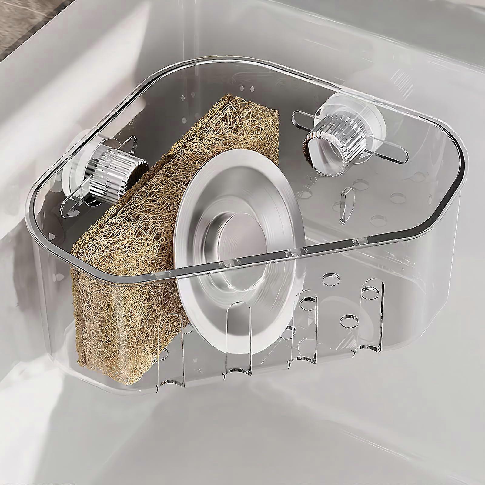 Kitchen Sink Caddy with Suction Cups, Rustproof Sink Organizer for Sponge, Soap and Brush