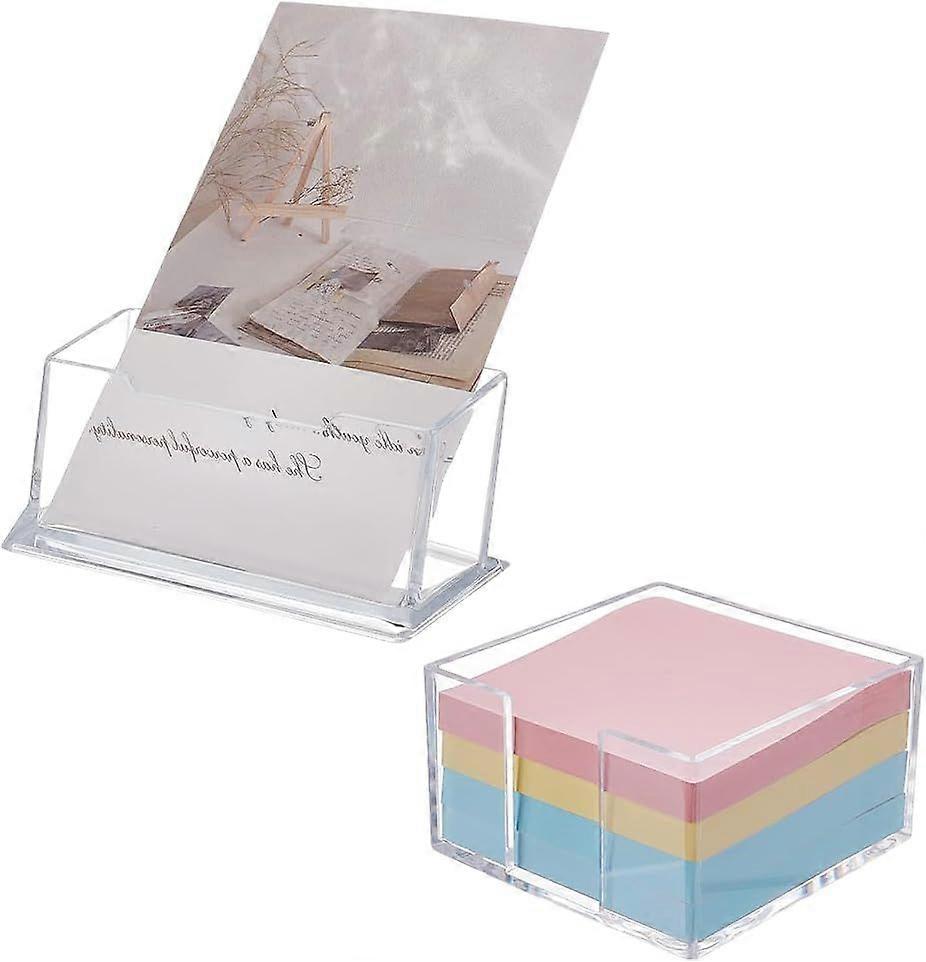 2Pcs Acrylic Sticky Note Holder Card Holder Business Card Holder for Desk 3 x 3 In Clear Acrylic Notepad Holder 3.8 x 1.1 In Single Clear Display Stan