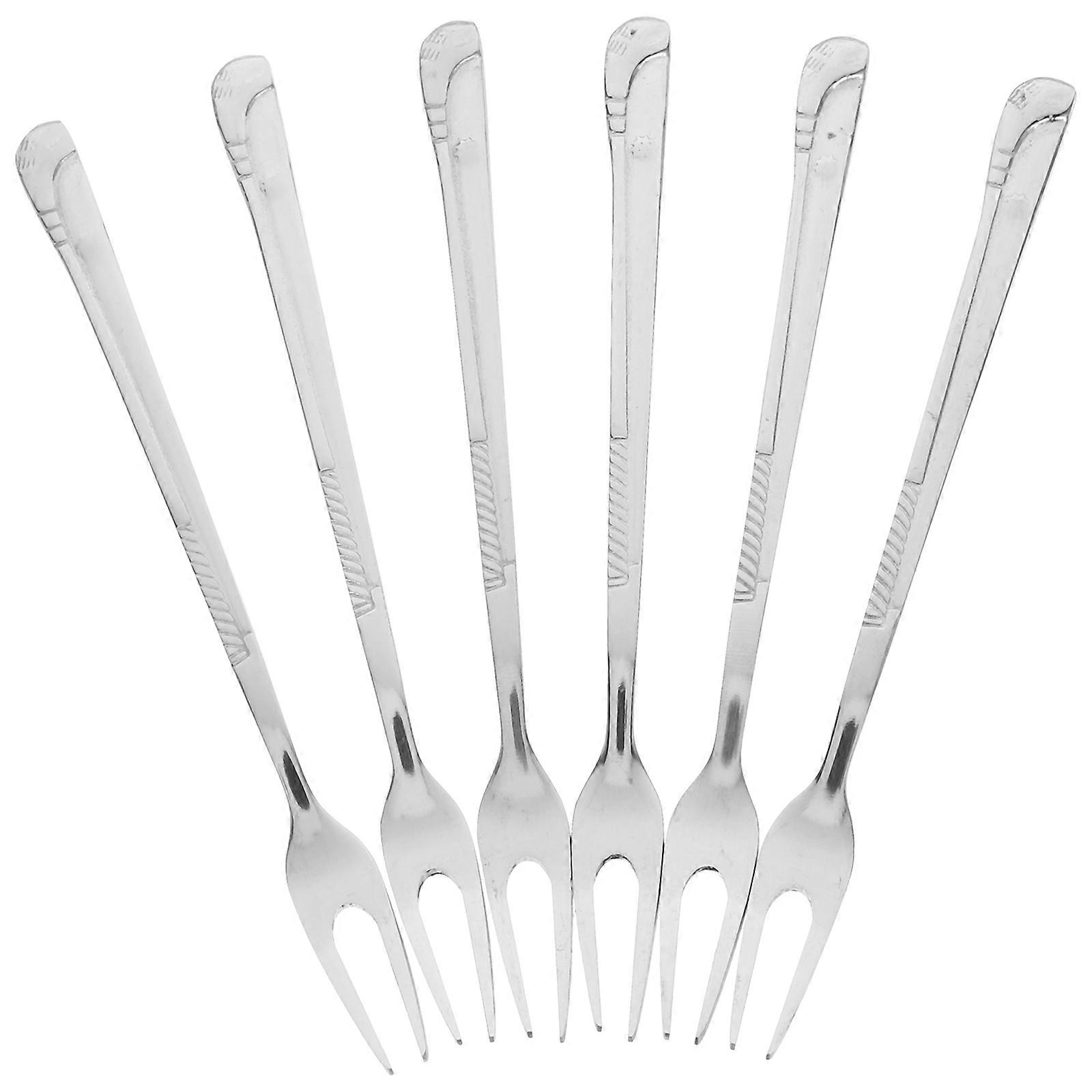 Stainless Steel Fruit Fork 6Pcs for Dessert Serving and Kitchen Use