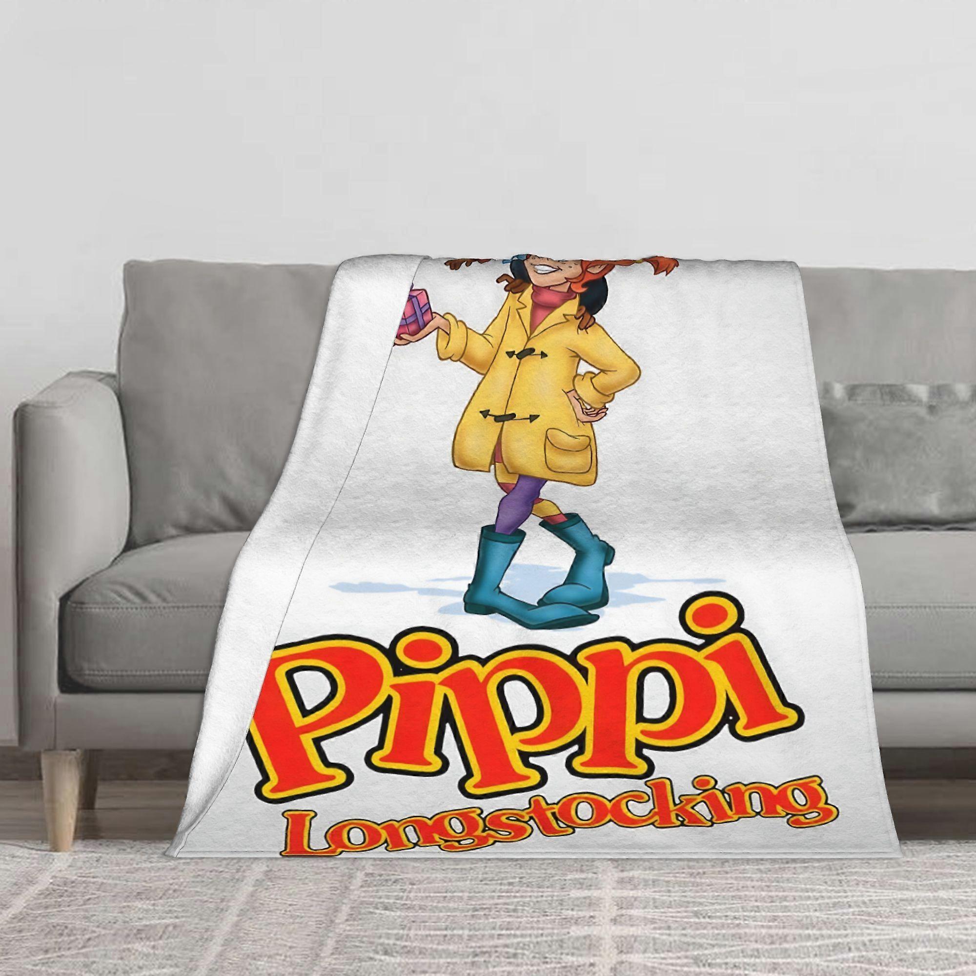 A Pippi Longstocking Themed Fleece Blanket That Is Cozy, Soft, And Warm, Featuring a Design Suitable for All Seasons. It-PLKJH131