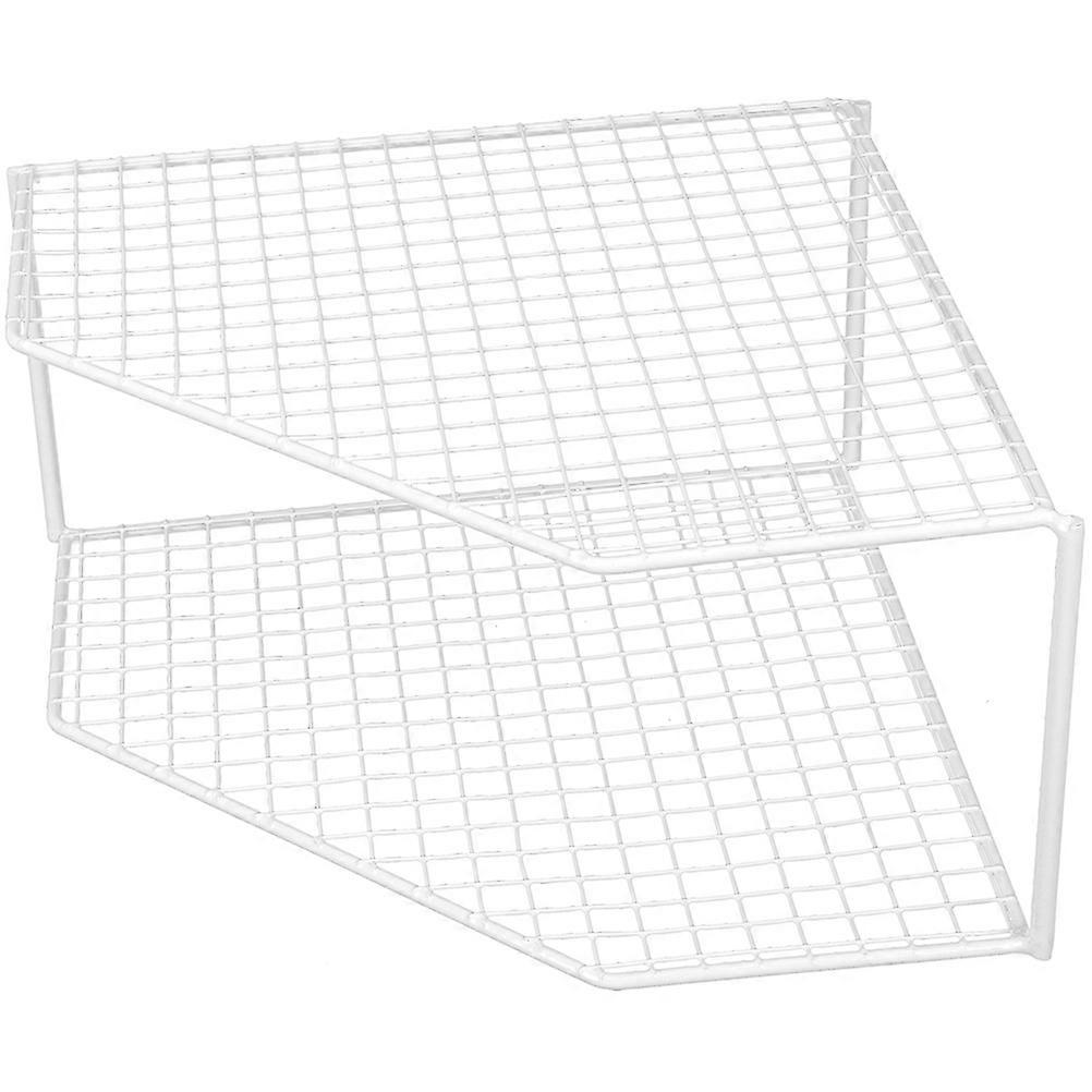 White Iron Corner Shelf Unit for Home Use Compact 2tier Design Fits Any Small Space