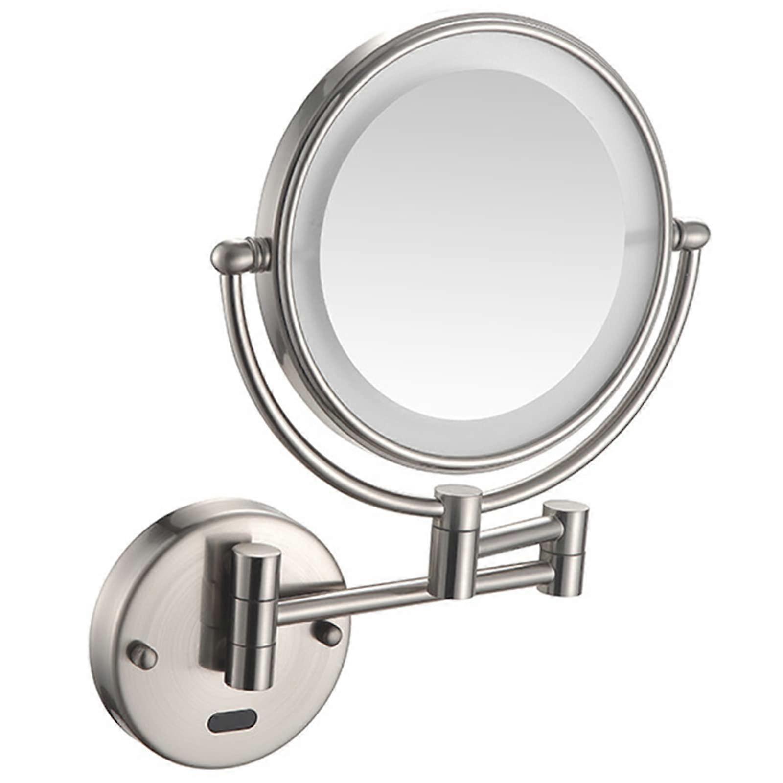 LED Wall Mounted Makeup Mirror with Lights, 10X Magnification, 360 Swivel Dual Sided, Rose Gold