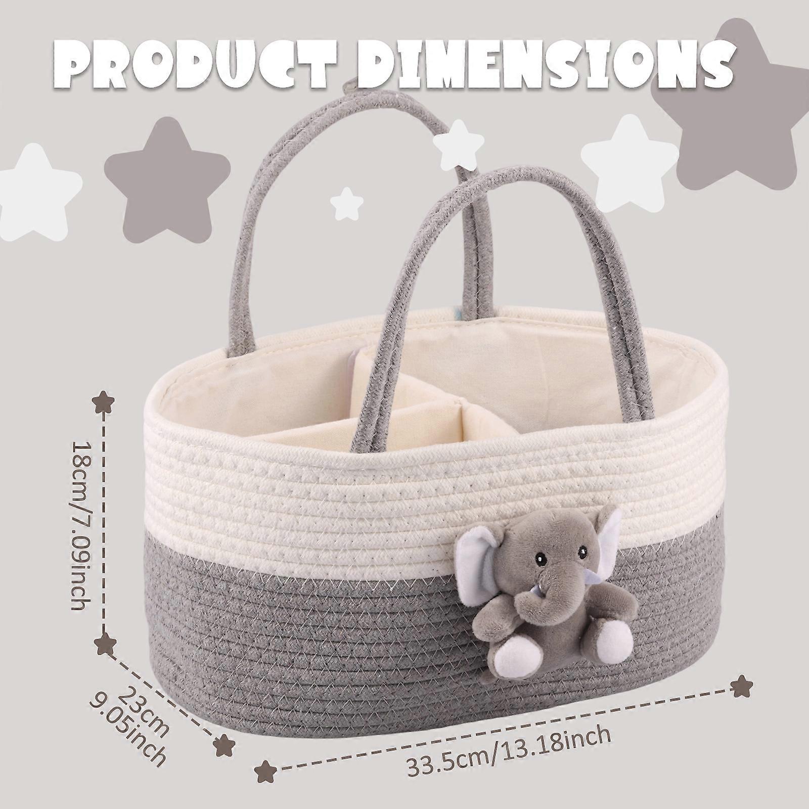 Portable Diaper Caddy Organizer Soft Cotton Rope Nursery Diaper Storage Basket with Sturdy Handle Large Capacity Storage Bag