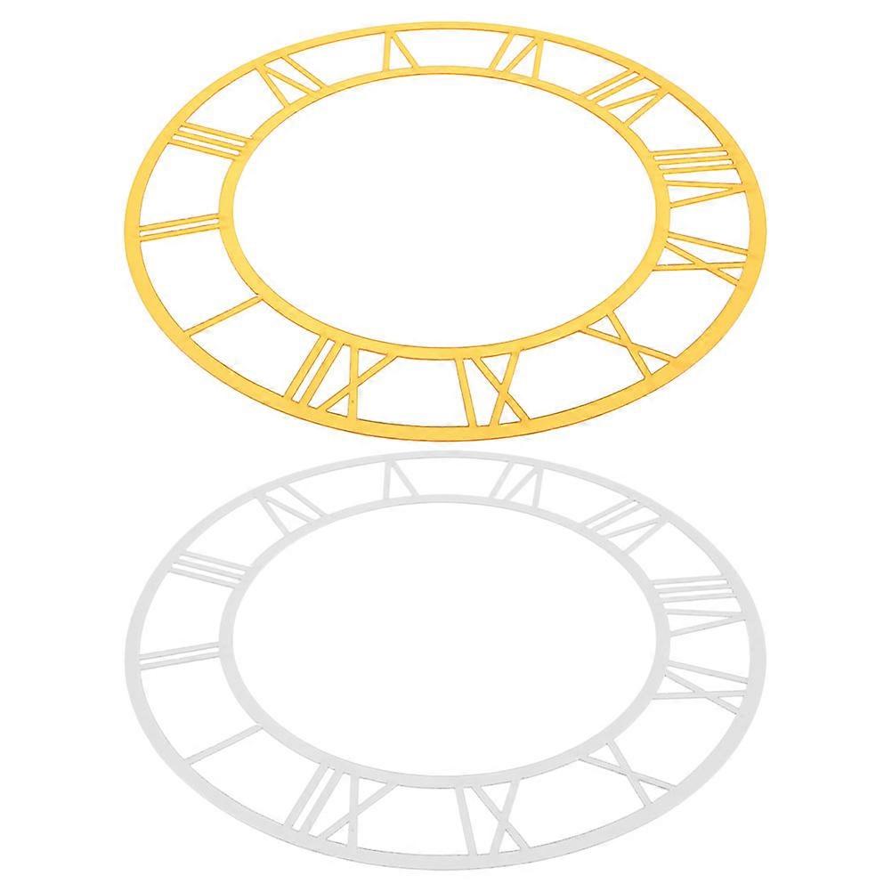 Roman Numeral Wall Clock Acrylic Mirror Sticker for Decor 2Pcs Set