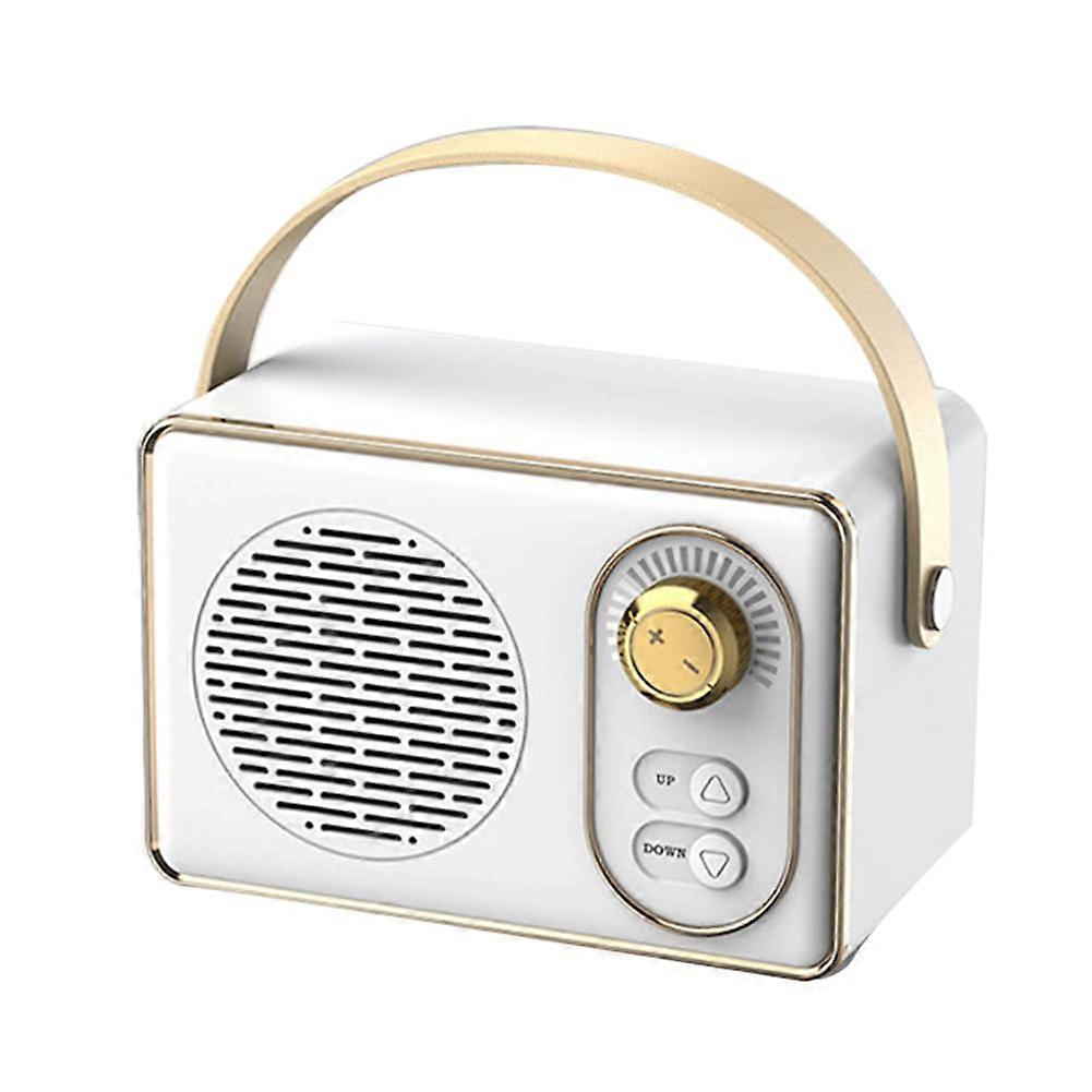 Bluetooth Speaker Retro Style Mini Portable Travel White Music Player Stereo Sound