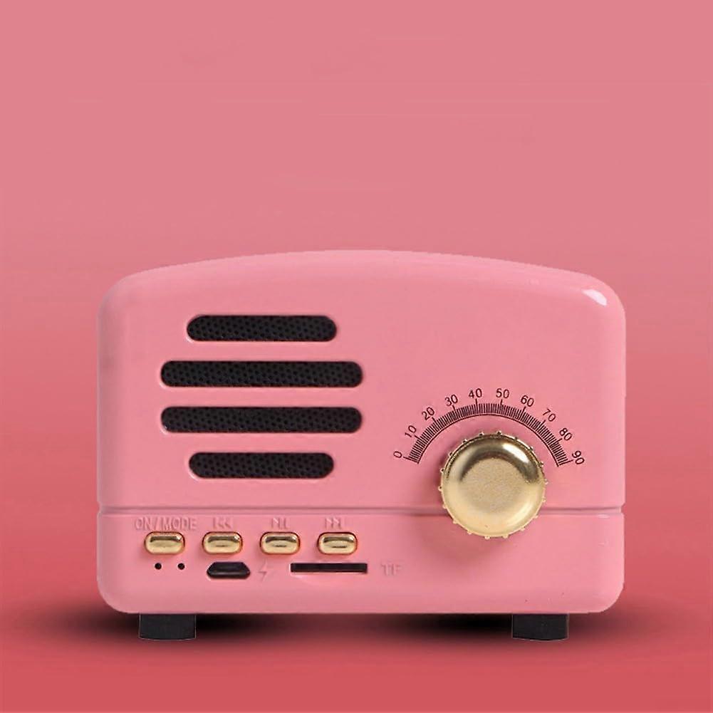 Portable Retro Speaker With FM Radio And TF Card Support, Pink, 56 Hours Playtime, 3W Output Power, Classic Design