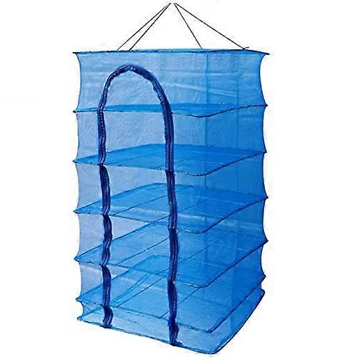 5 Layer Hanging Mesh Drying Rack with Zippered Insect Protection for Herbs Fruits Vegetables 50x50x100cm Blue