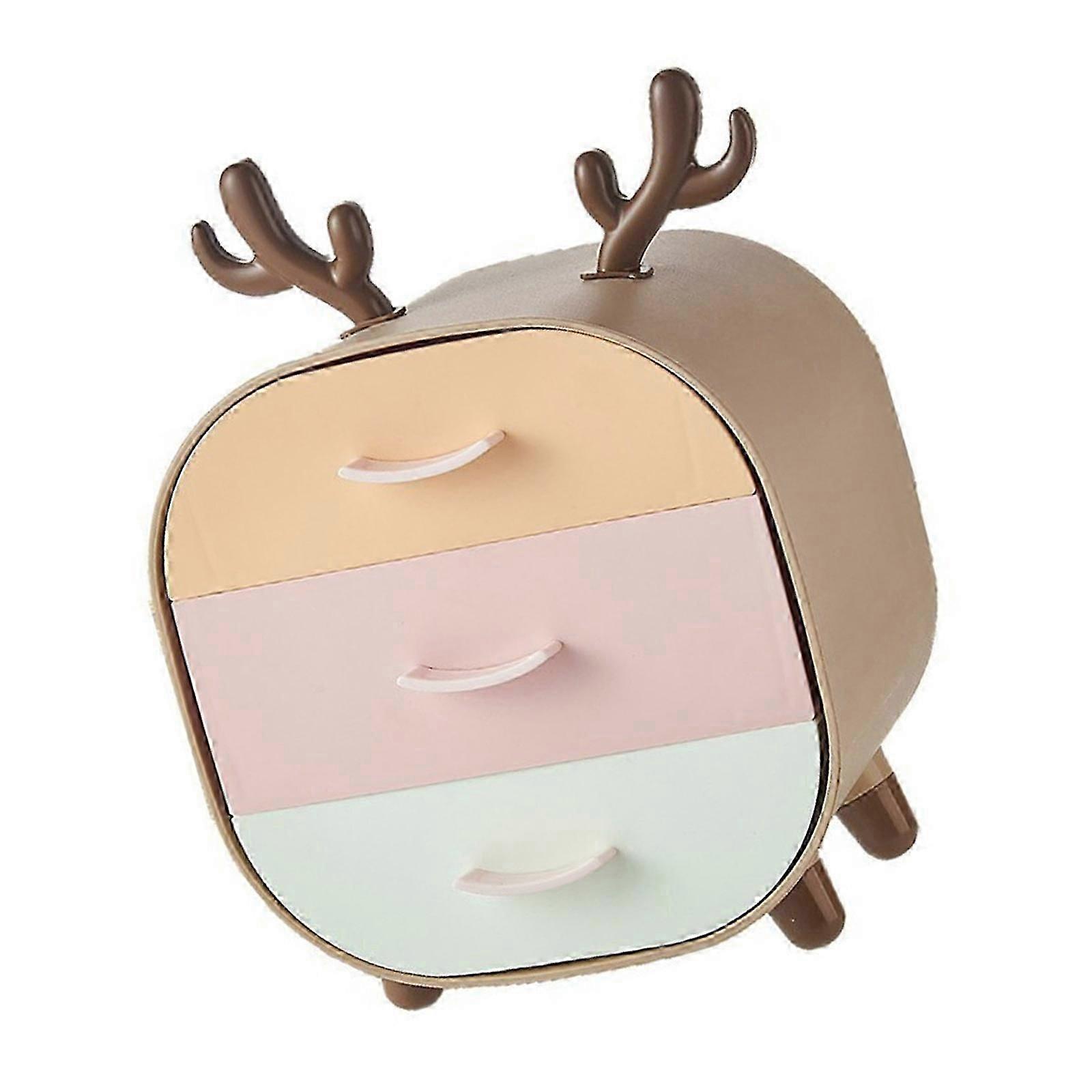 Pink Lightweight Desktop Storage Box with Multiple Compartments for Makeup and Office Accessories