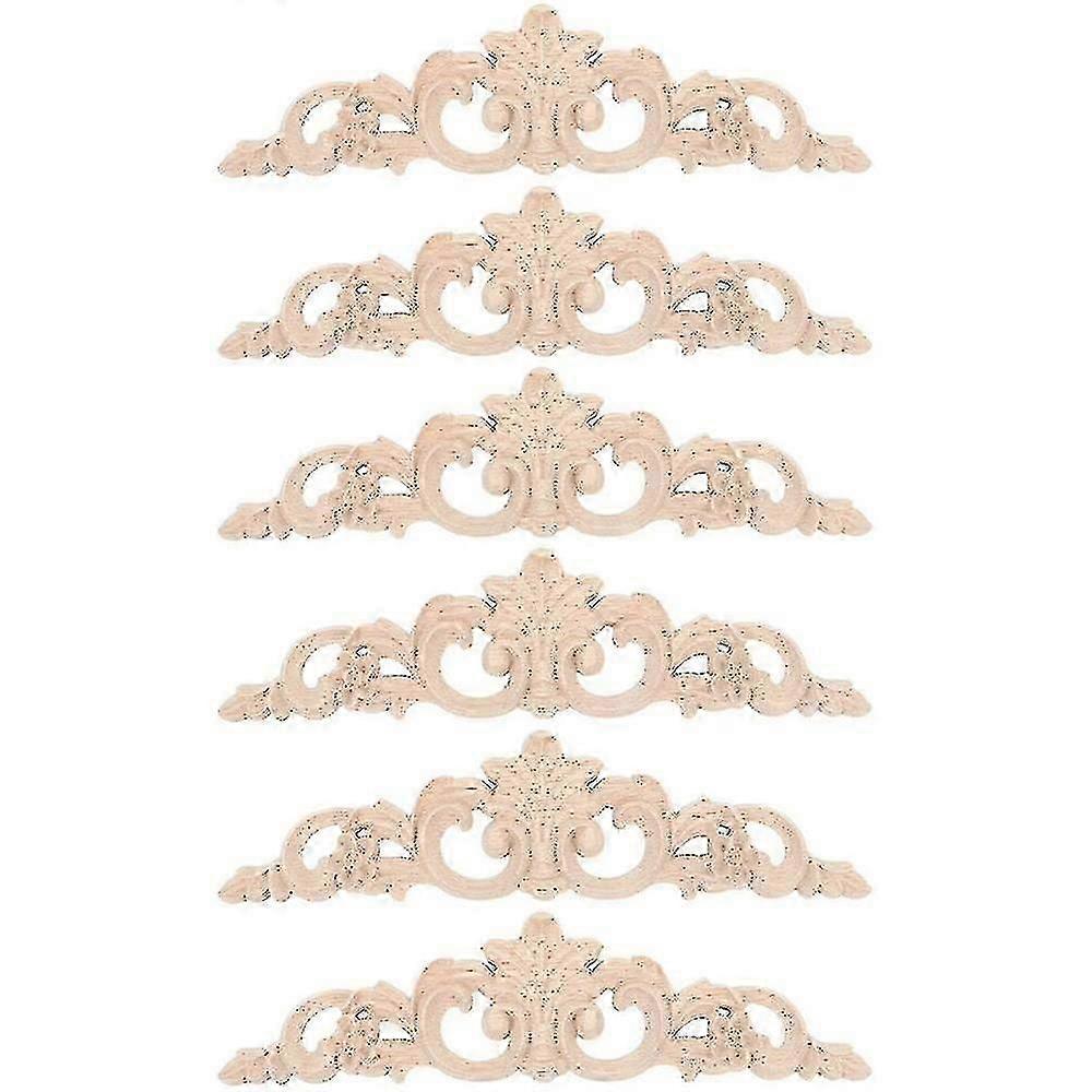 6 قطع Onlay قوالب الخشب زين الخشب صائق منحوتة غير مصبوغة طويلة زهرة المطاط الخشب الزاوية