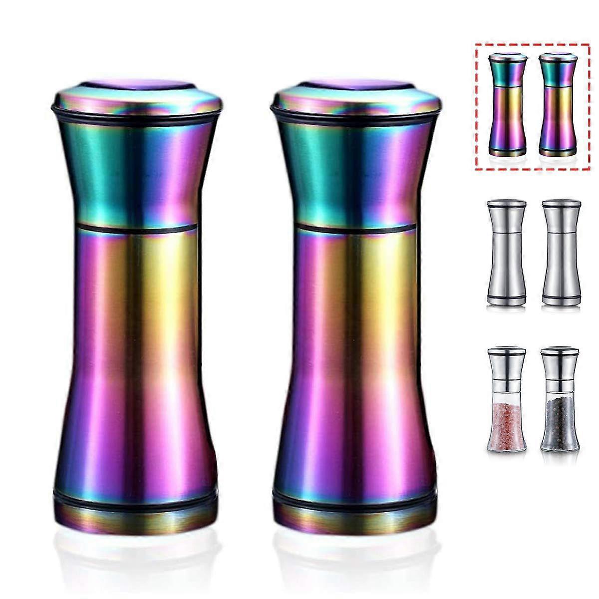 Salt and Pepper Grinder Set with Adjustable Coarseness, Refillable Rust Resistant Stainless Steel