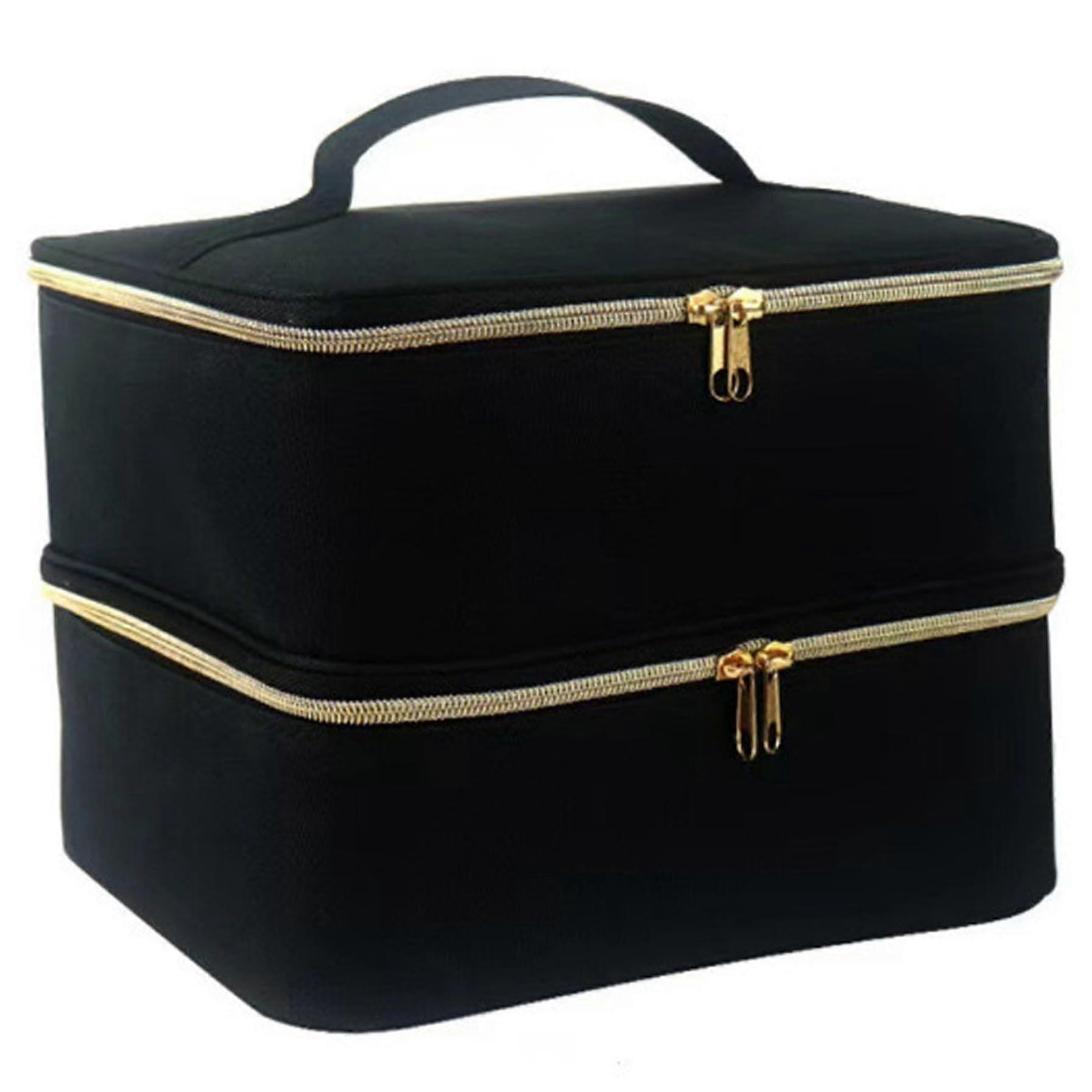 Large Capacity DoubleLayer Nail Polish Organizer Case Portable Carrying Bag Black