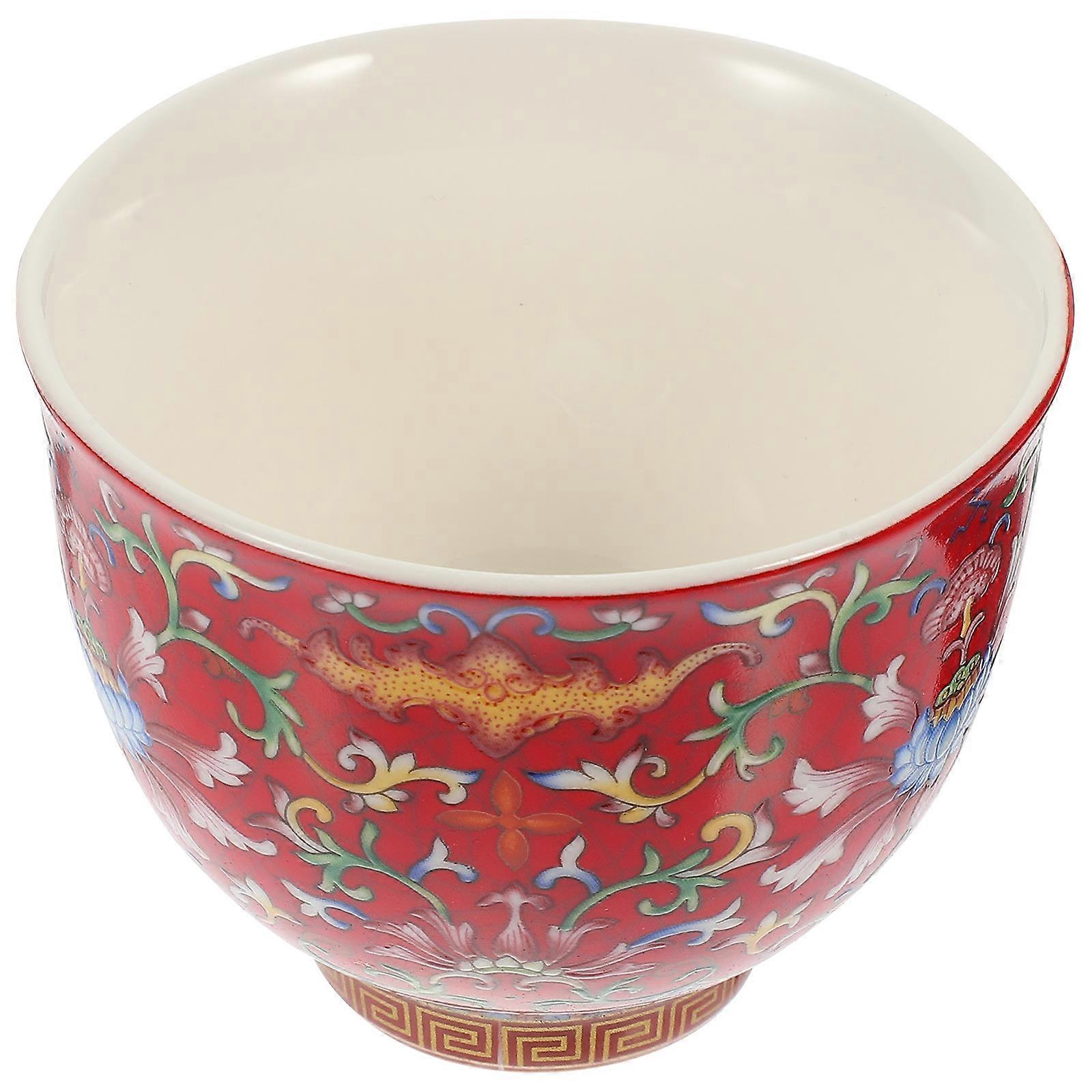 Hand Painted Tea Cup Flower Pattern for Daily Use Ceramic Cup