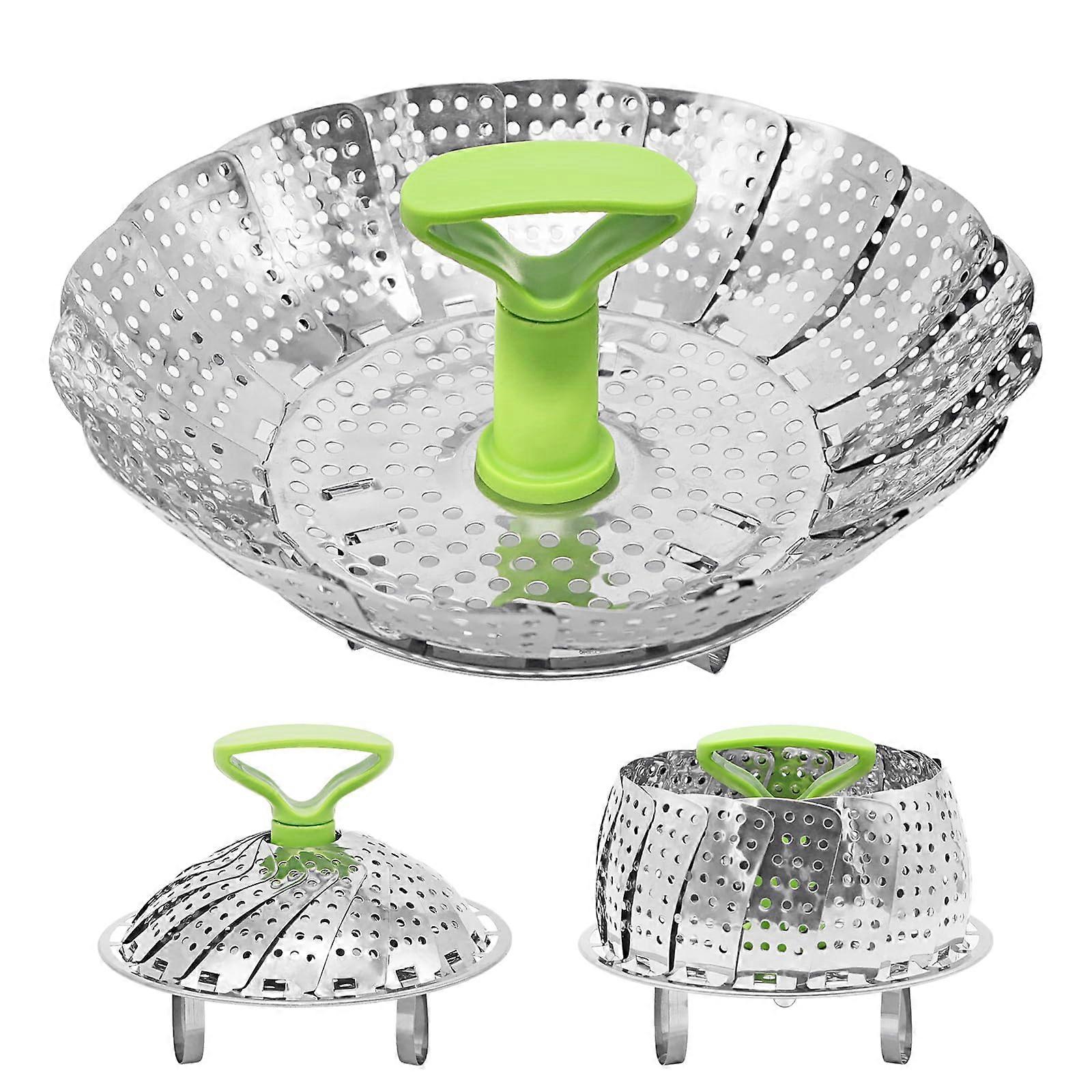 Vegetable Steamer Basket Stainless Steel Expandable Foldable with AntiScald Handle 5.5'8.7'