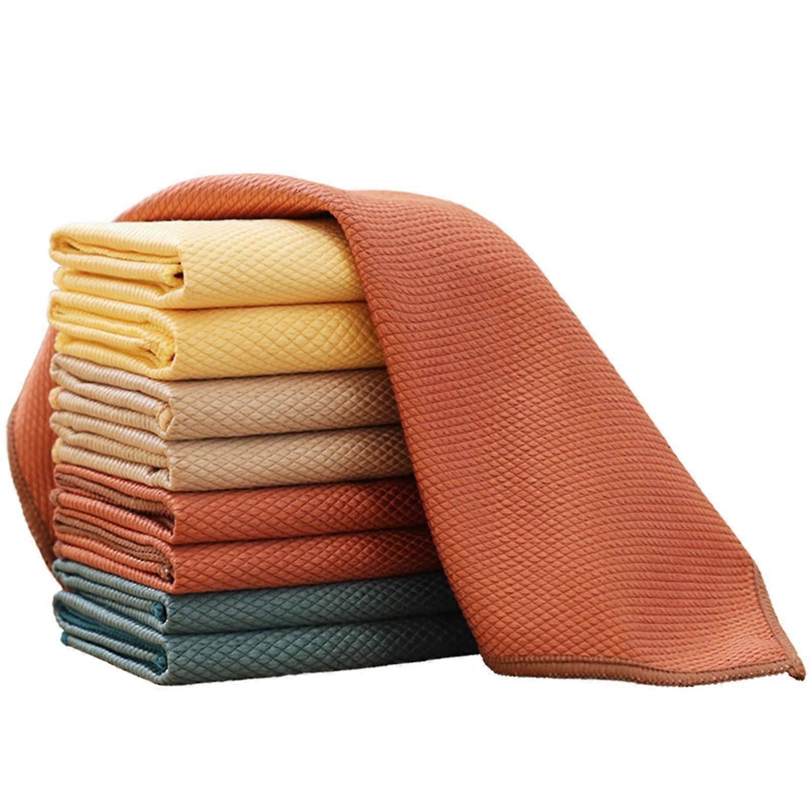 10pcs Fish Scale Microfiber Rag Water Absorbable Cloth Reusable Wave Pattern Cleaning