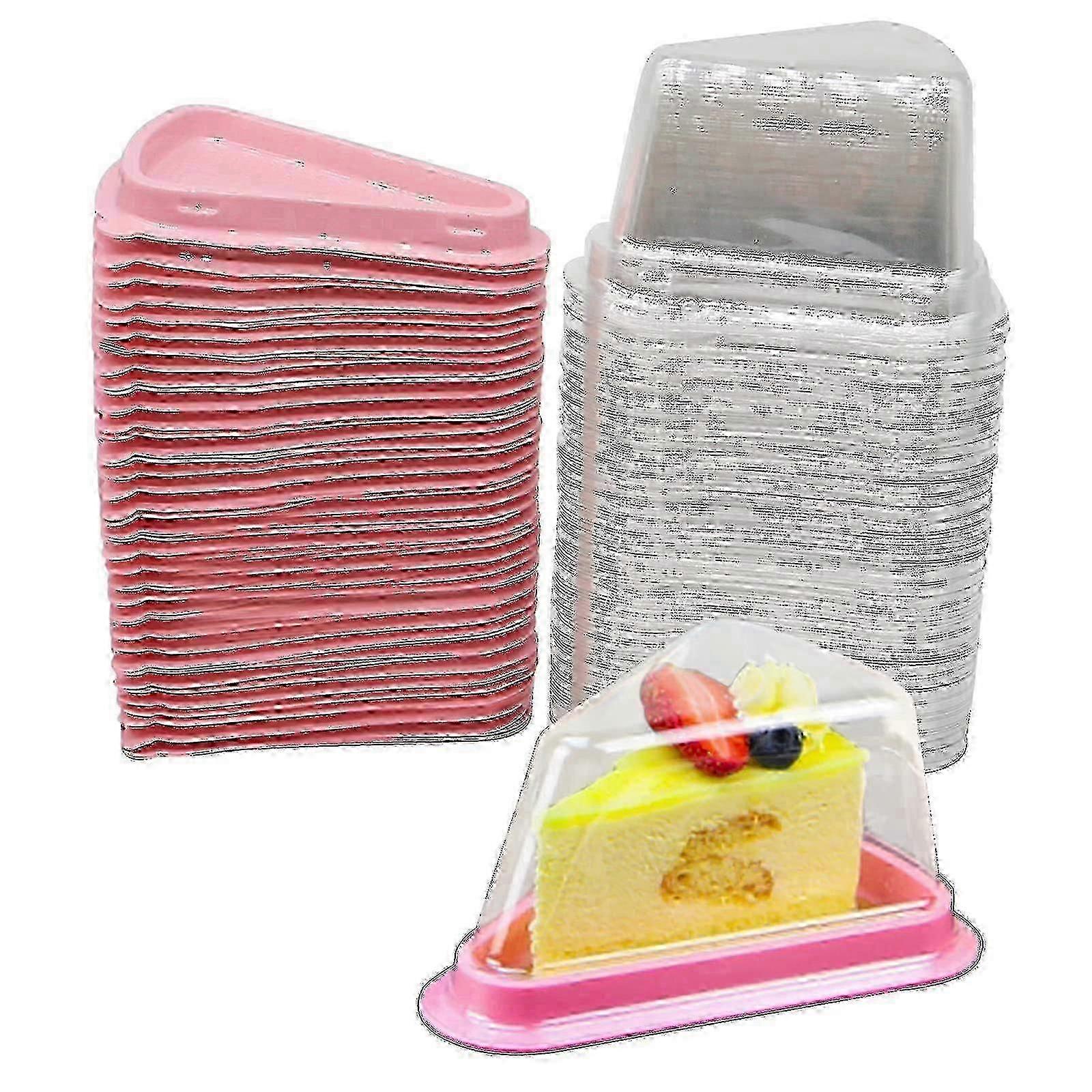 2025 100pcs Transparent Plastic Cake Slice Containers for Cheesecake