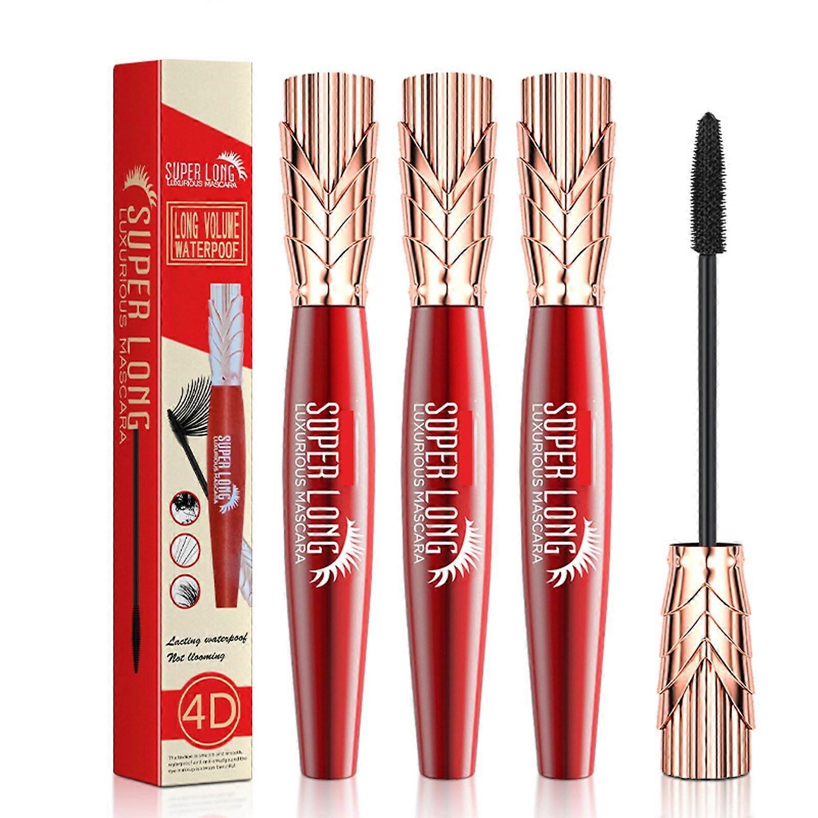 Waterproof Mascara 3pcs Set with 4D Lengthening Volume and Long Curl Hold, Sweatproof