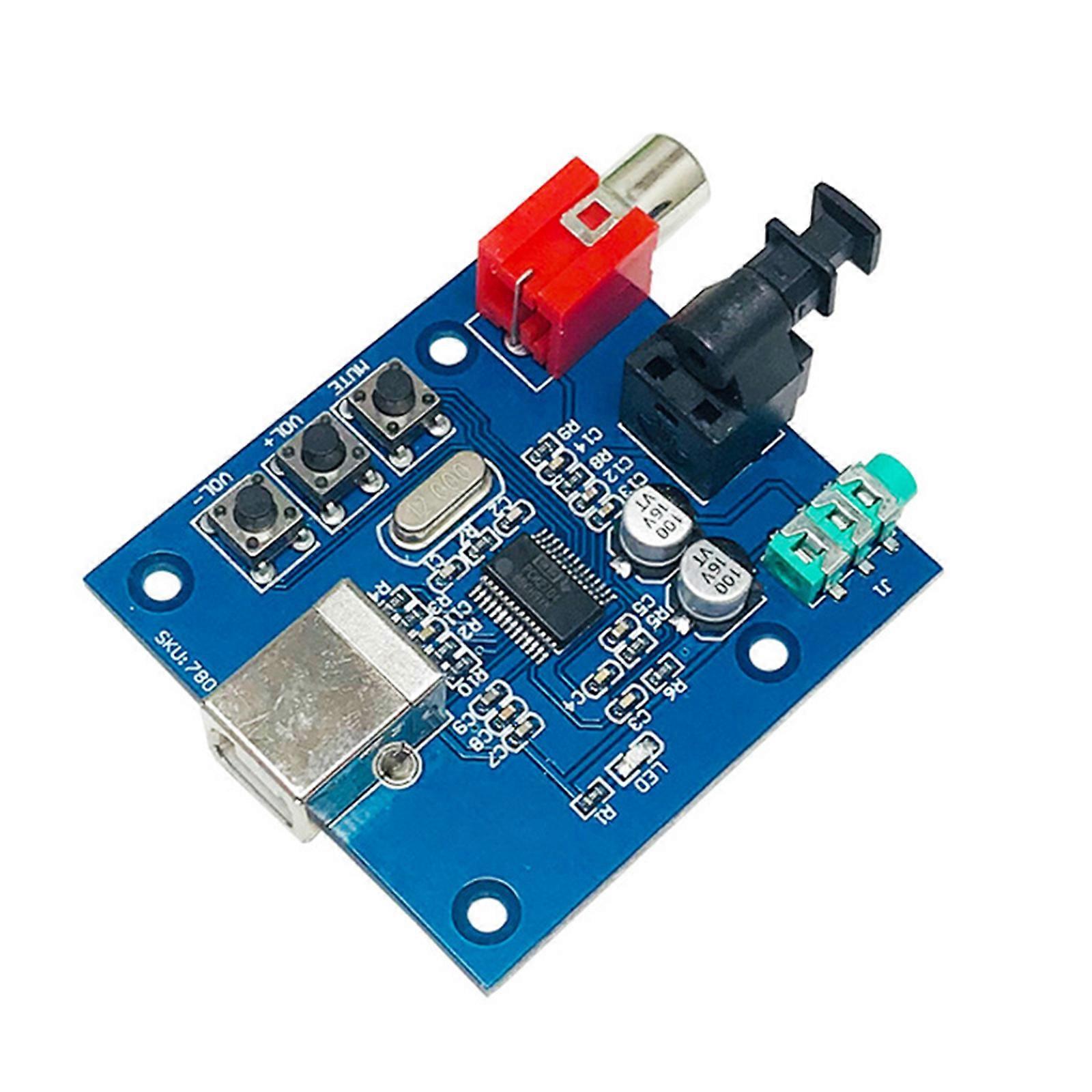 PCM2704 USB Sound Card Decoding Module USB Input Coaxial Fiber HIFI Sound Card Decoding Board Replacement Multicolor