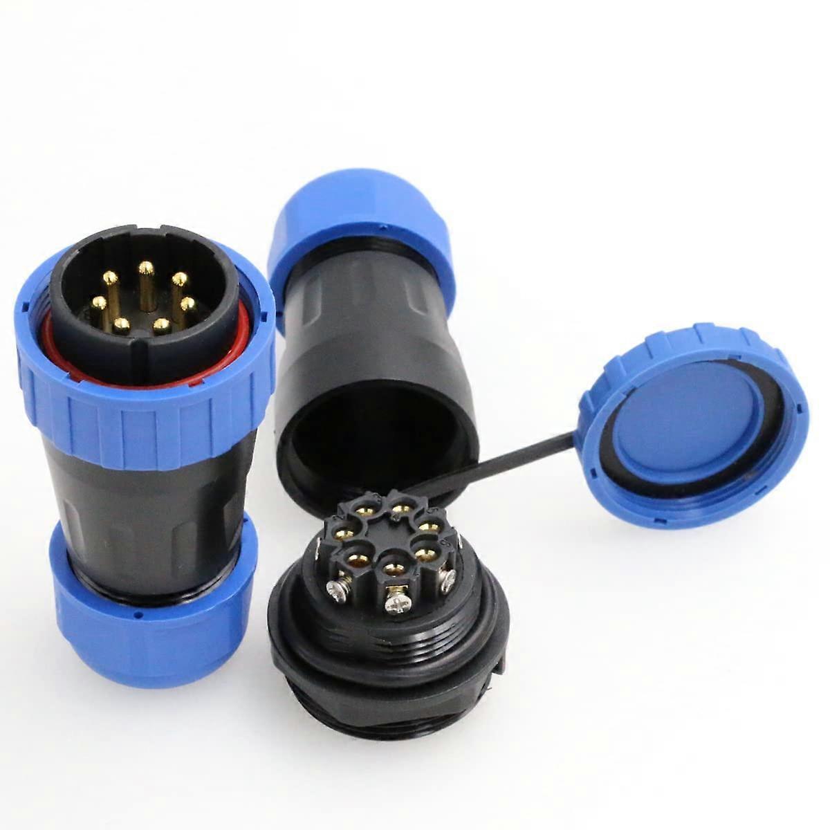 Waterproof IP67 7 Pin Electrical Connector 380V 25A InLine Screw Terminal Circular Plug